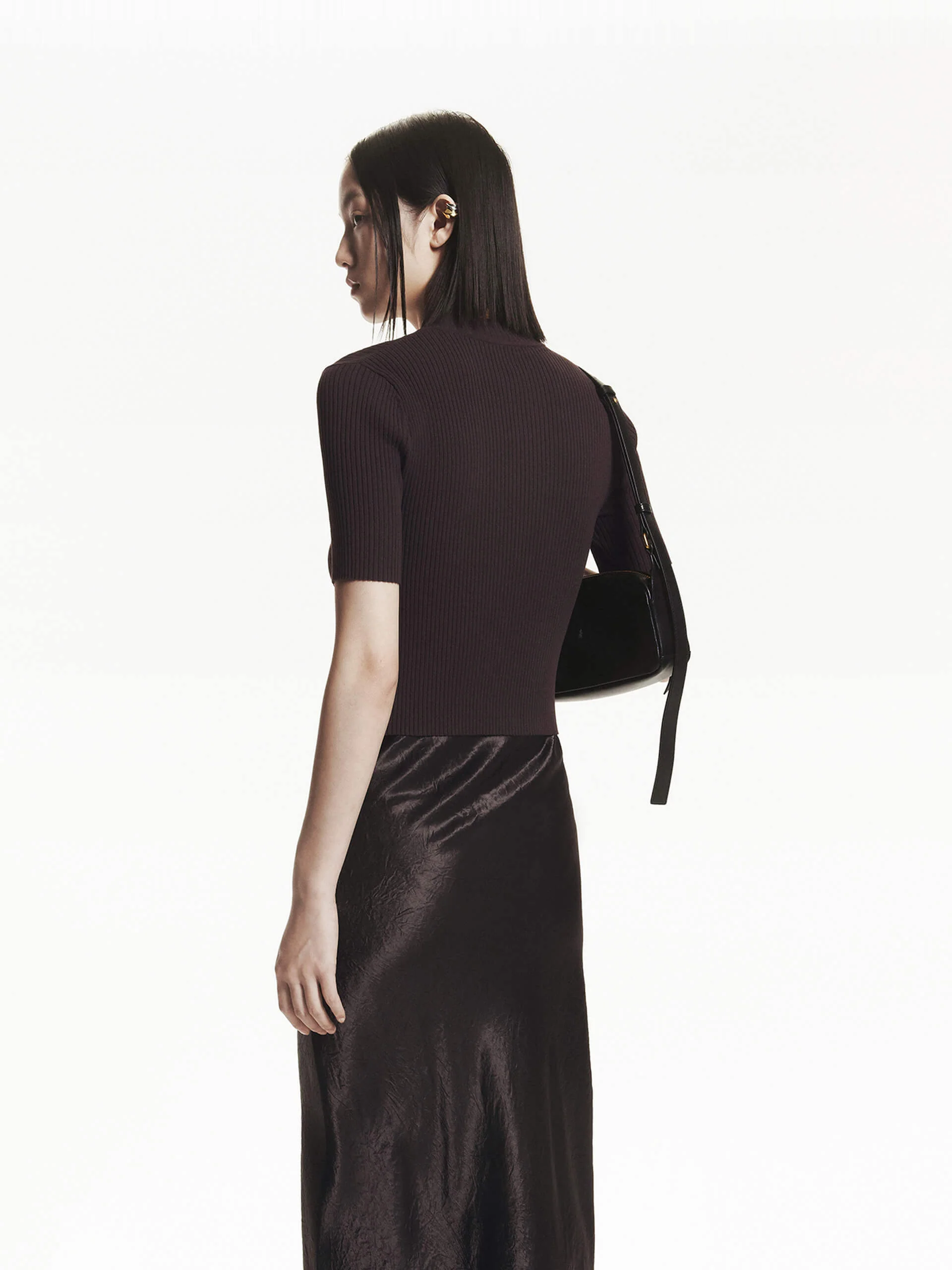 Cropped Ribbed Knit Top - Image 12