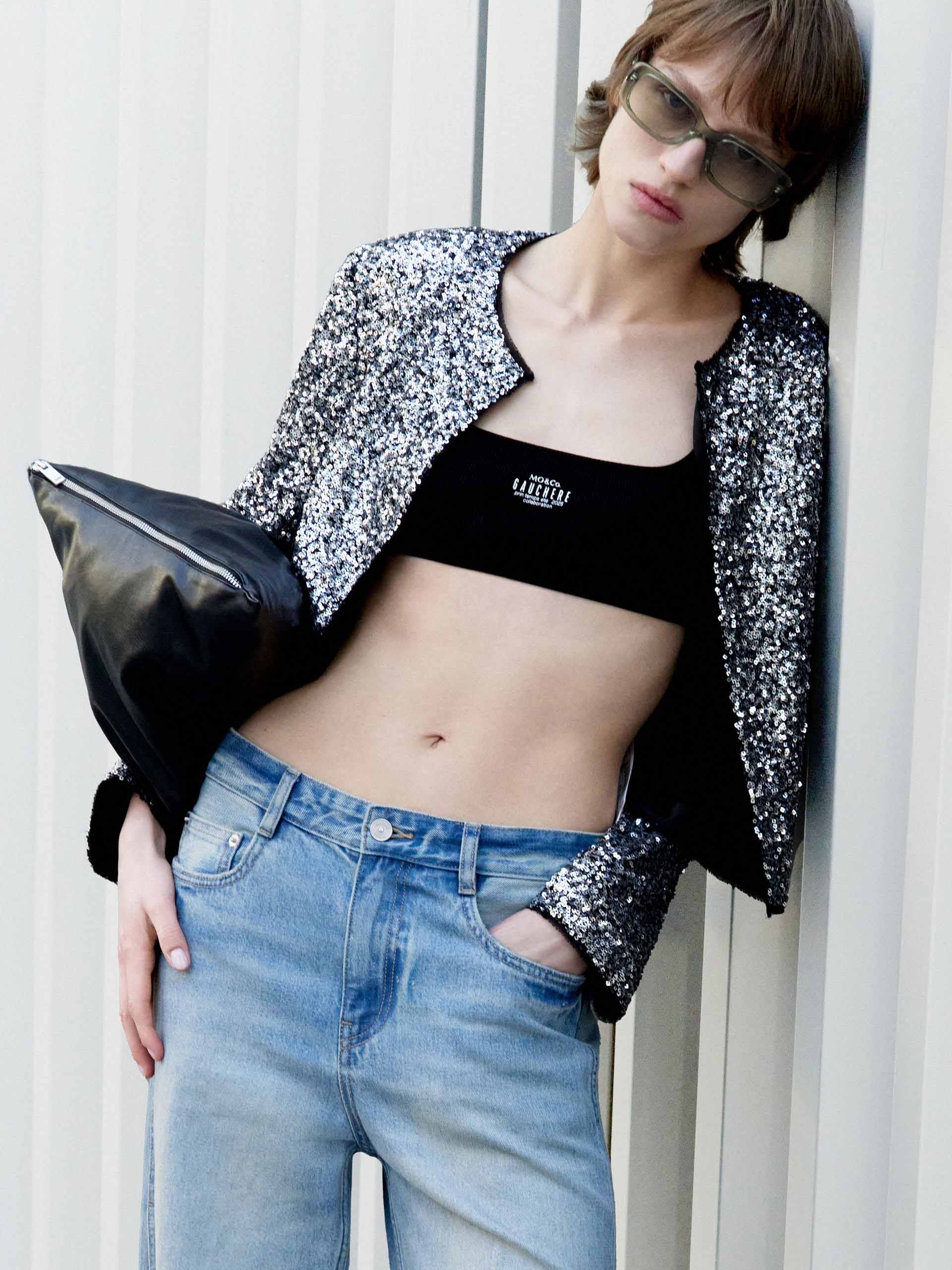 Cropped Sequin Coat