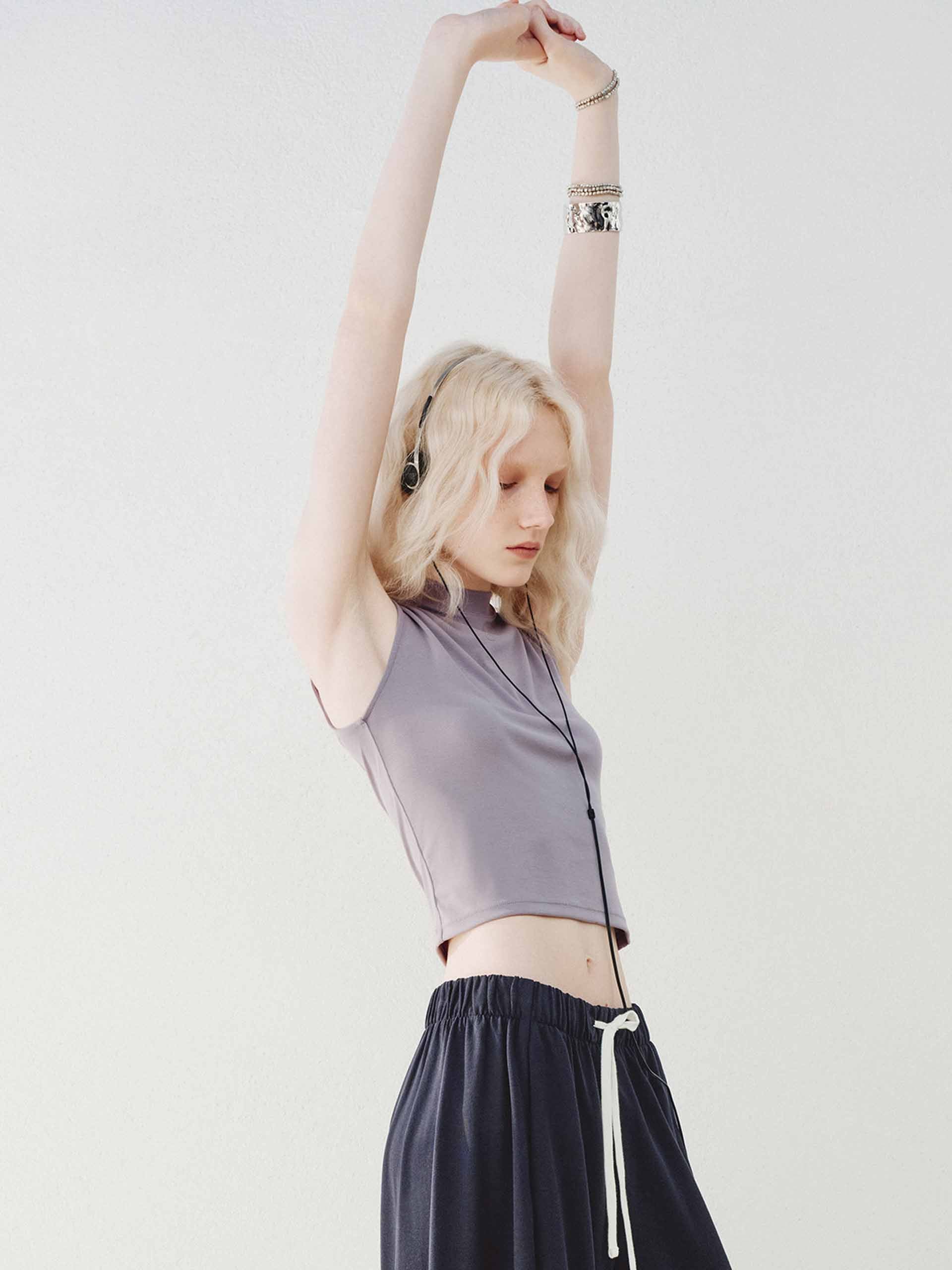 Cropped Stand Collar Top - Image 7