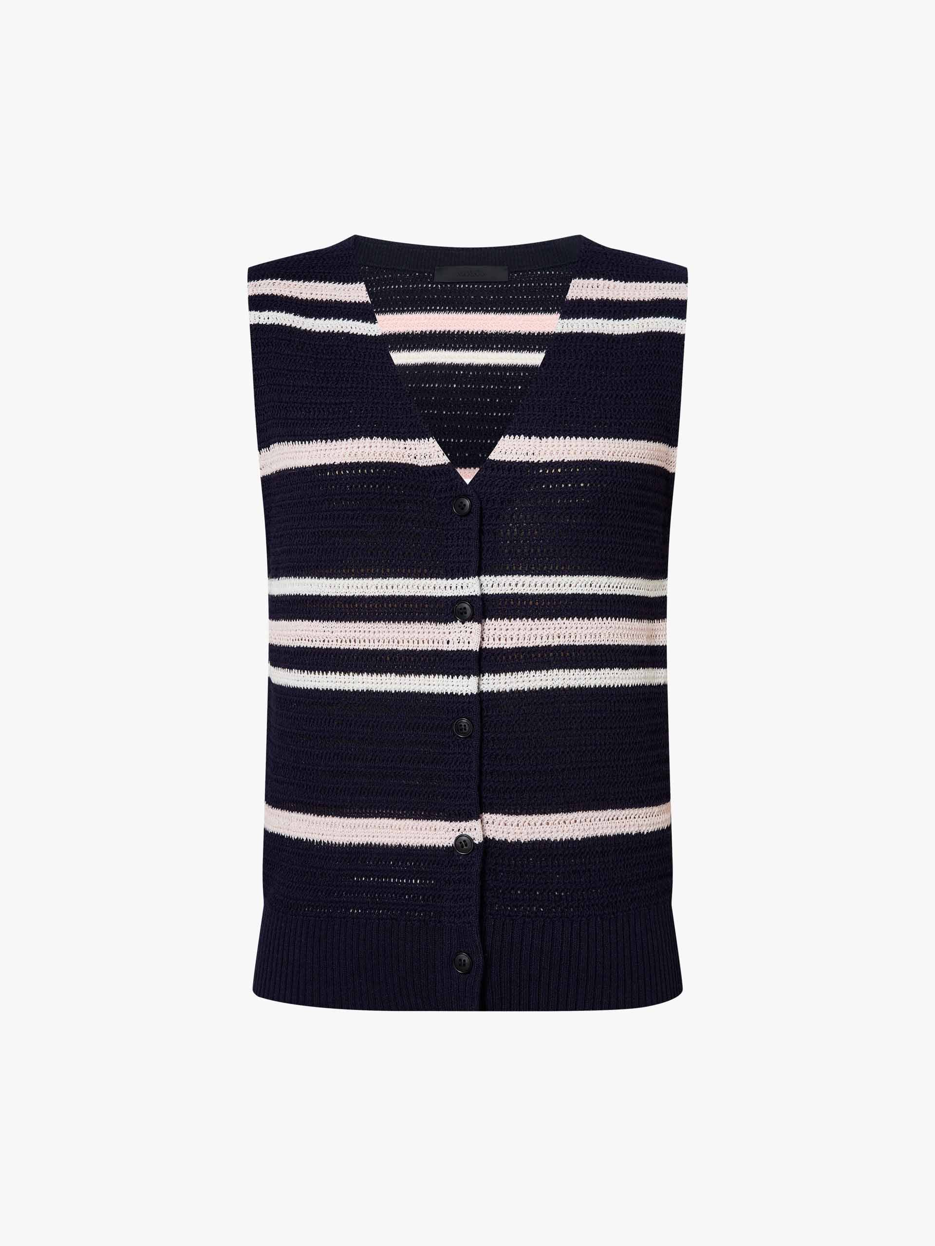 Cropped Striped Knitted Vest - Image 13