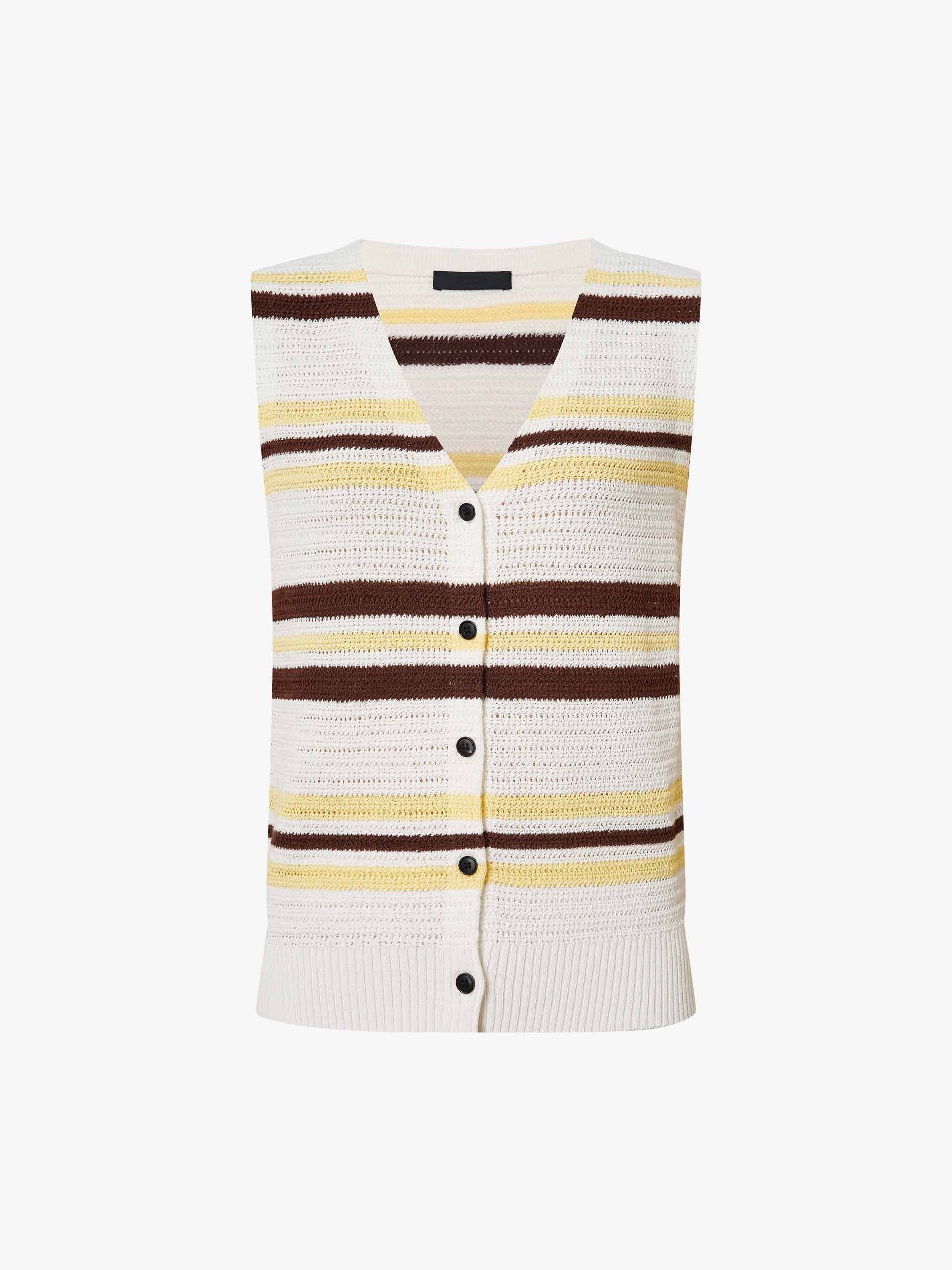 Cropped Striped Knitted Vest - Image 5