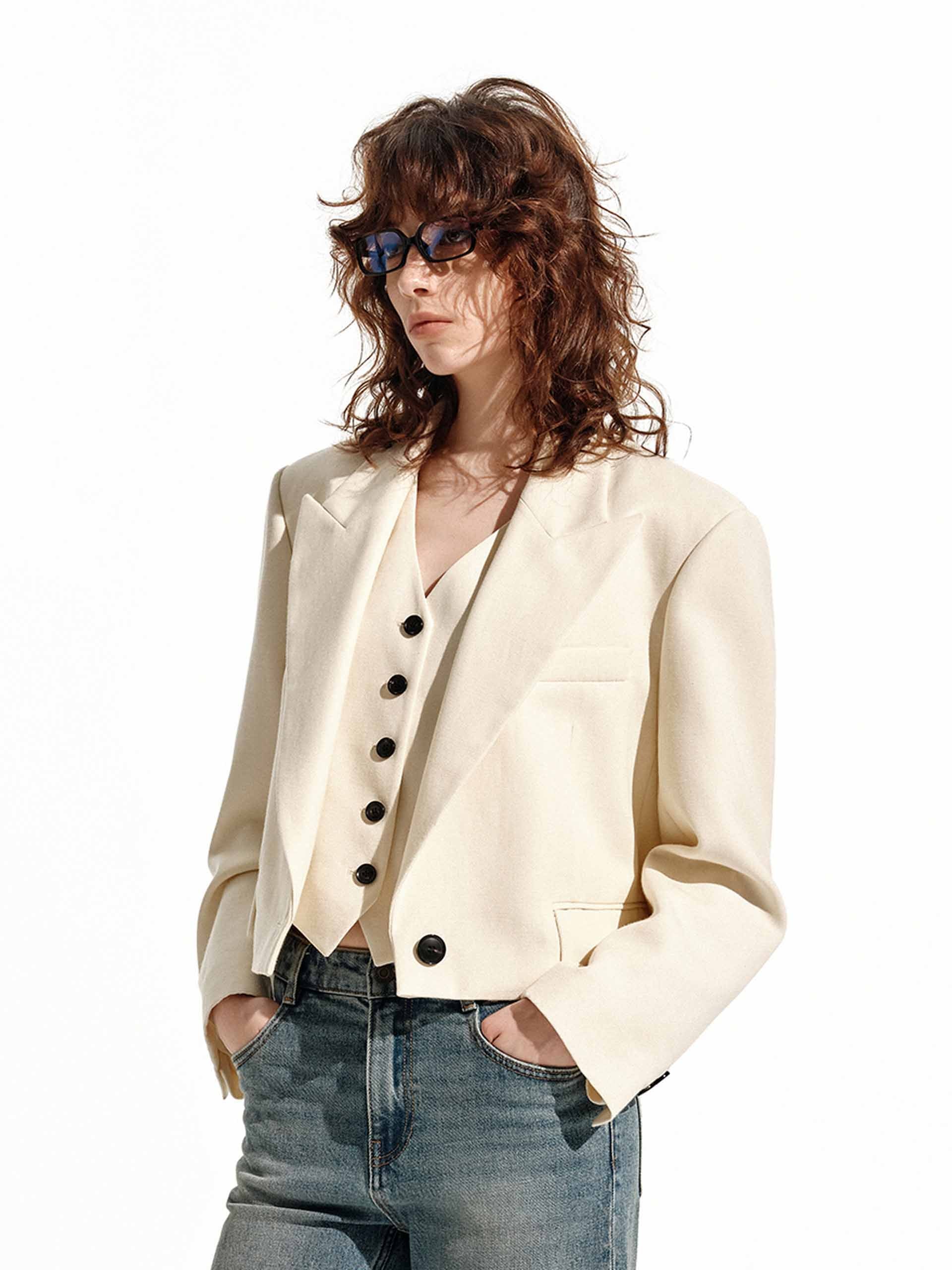 Cropped Tailored Blazer - Image 6