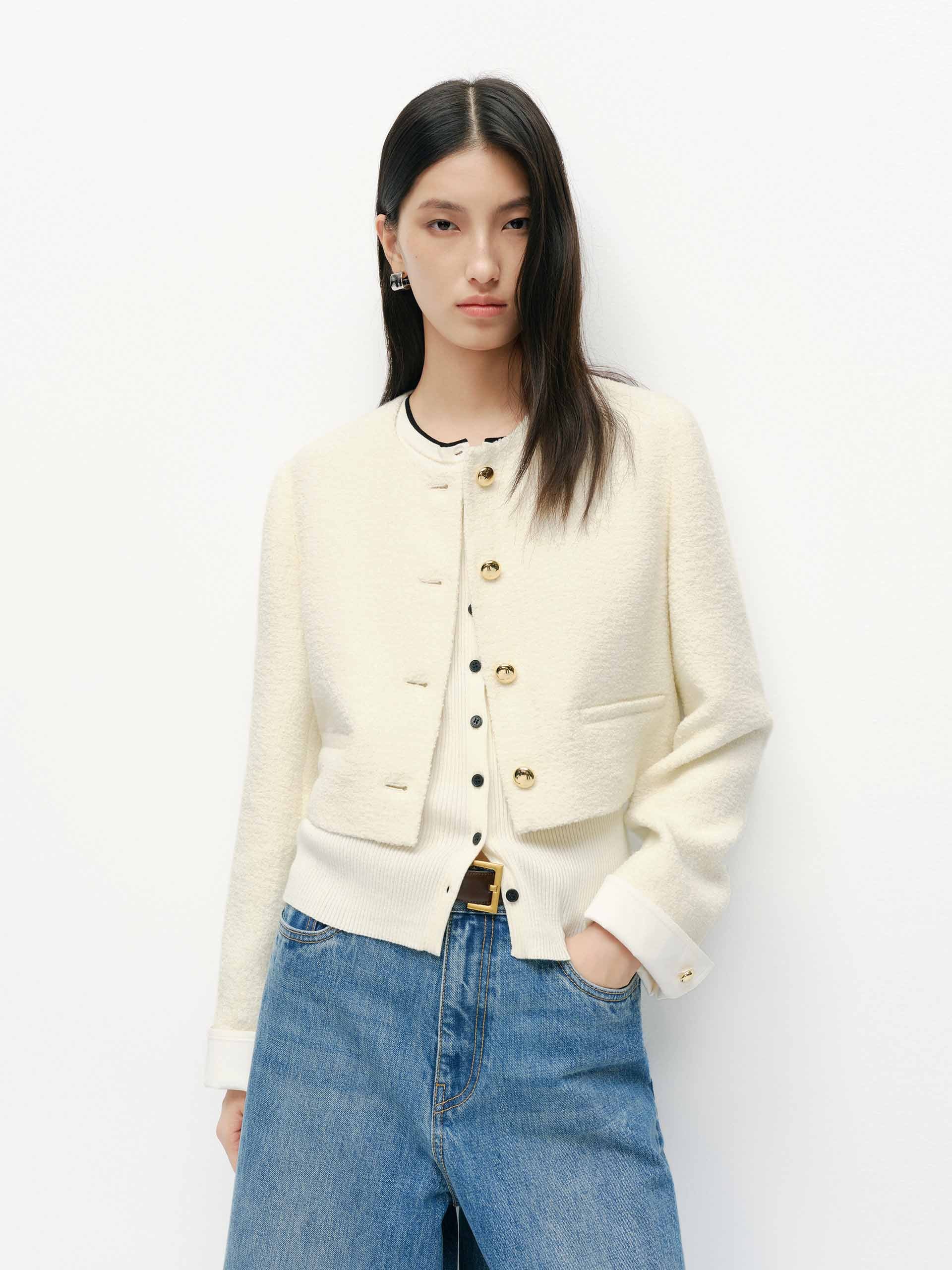 Cropped Tweed Coat - Image 9