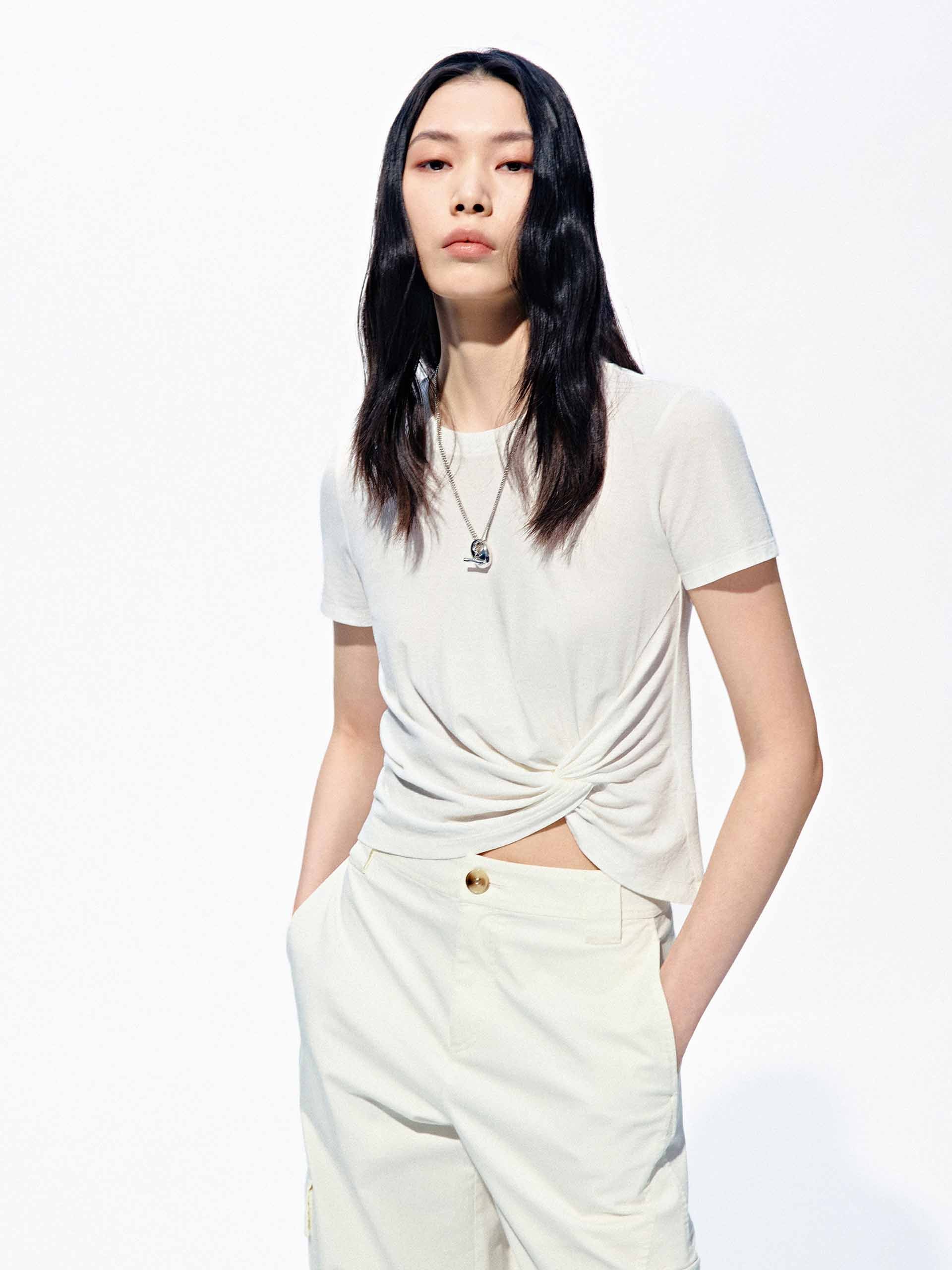 Cropped Twist Cotton T-shirt - Image 4