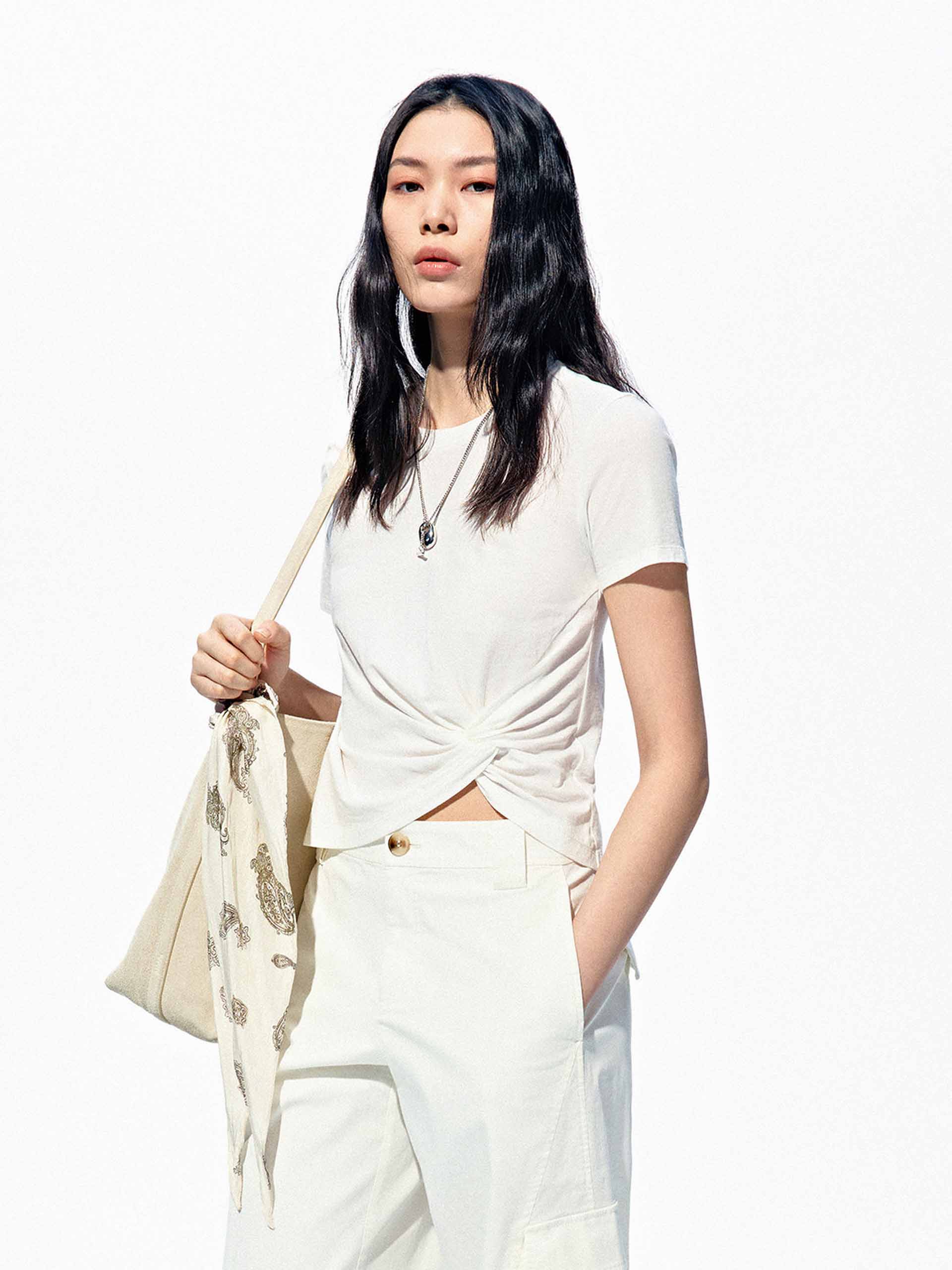 Cropped Twist Cotton T-shirt - Image 5