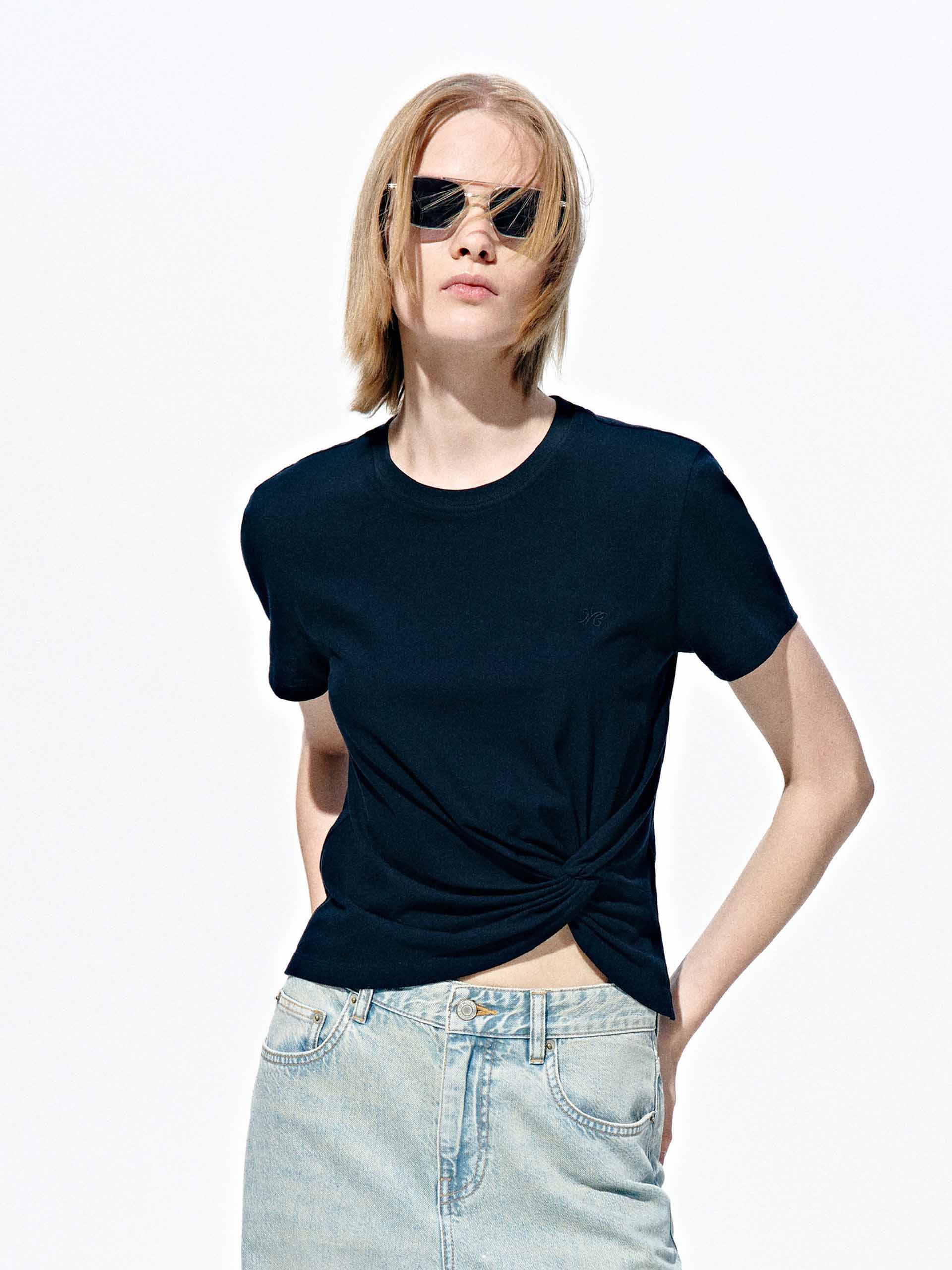 Cropped Twist Cotton T-shirt - Image 7