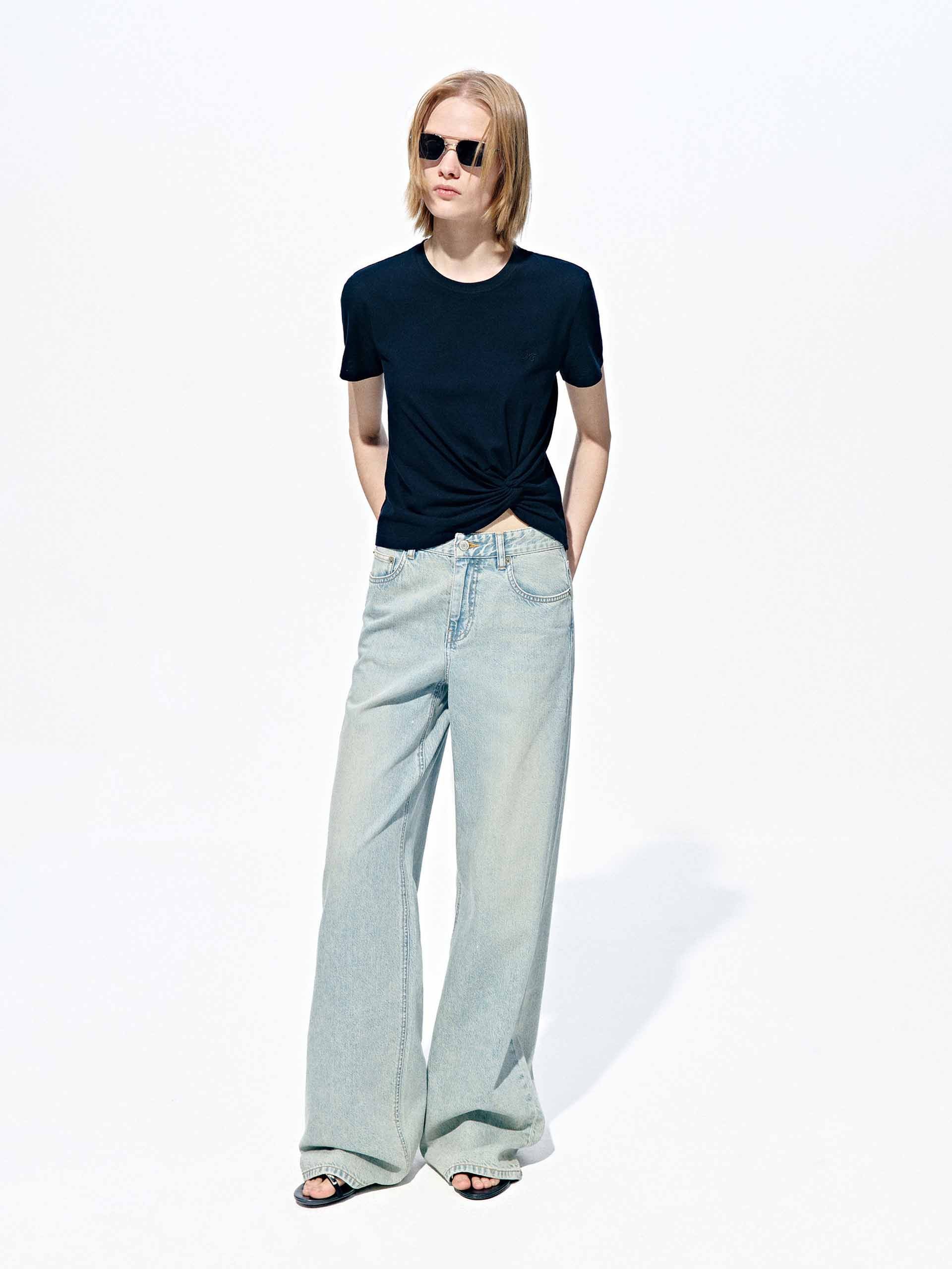 Cropped Twist Cotton T-shirt - Image 8