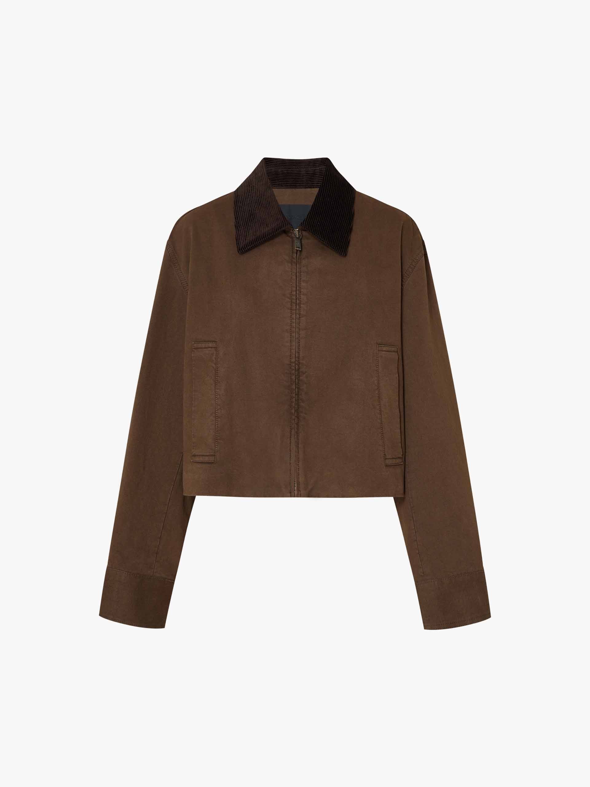 Cropped Zipper Cotton Jacket - Image 5