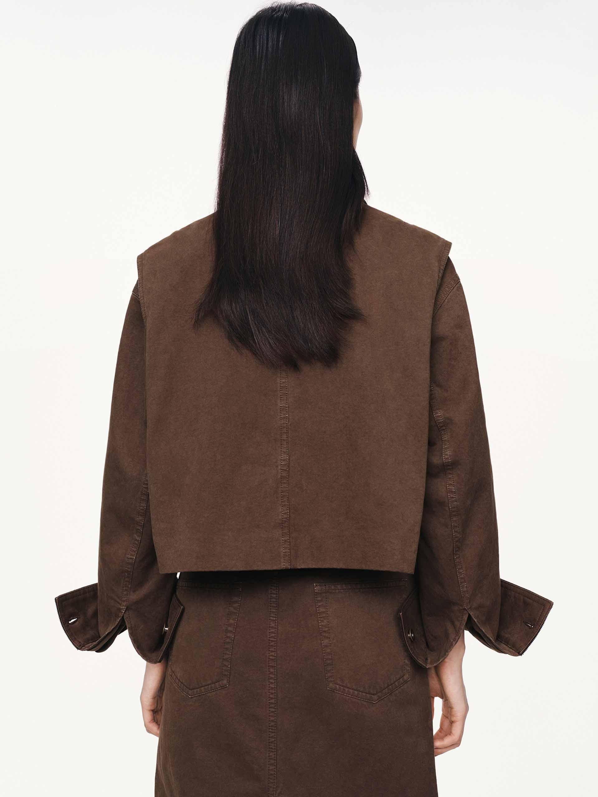 Cropped Zipper Cotton Jacket - Image 6