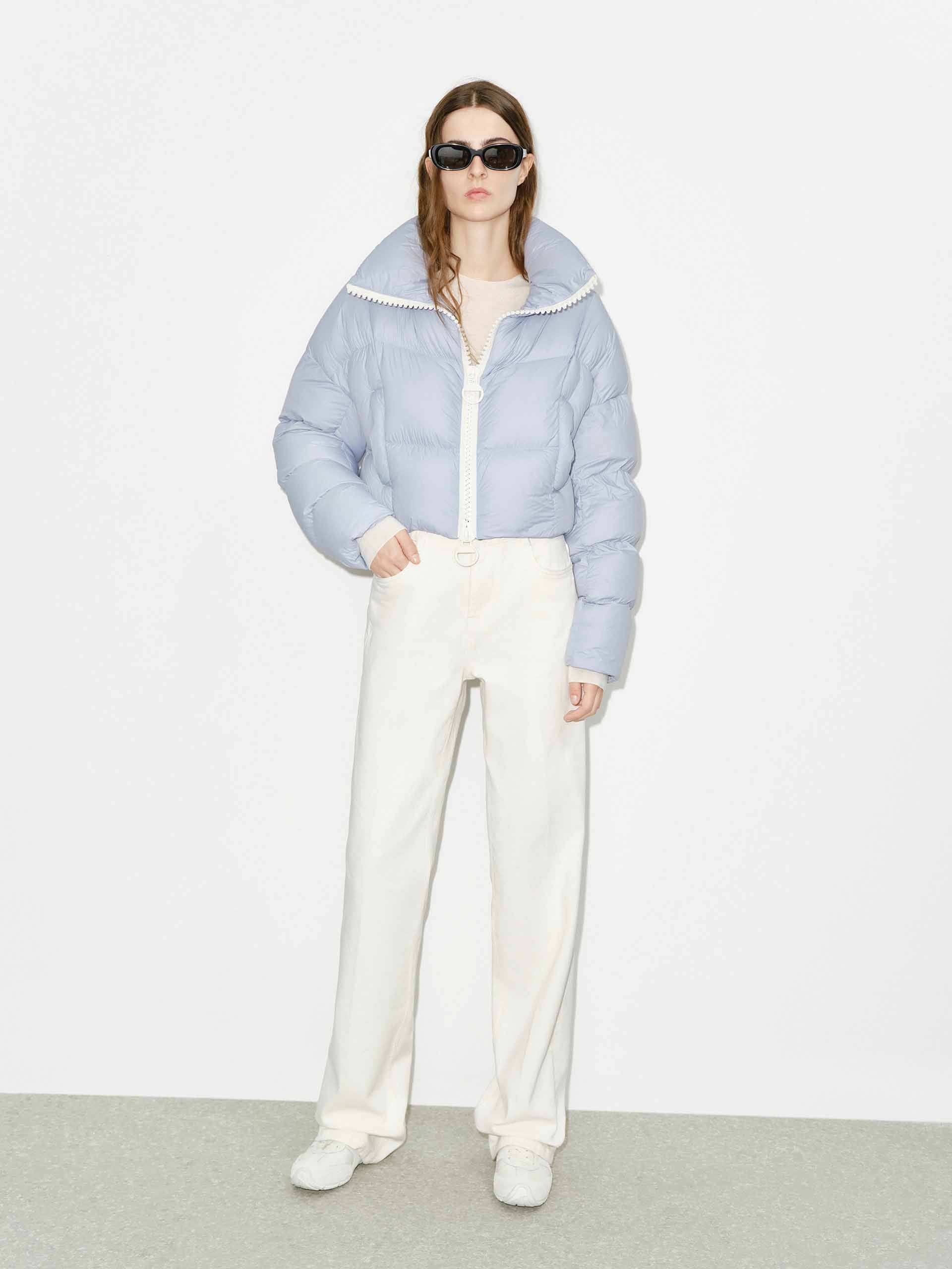 Cropped Zipper Down Jacket - Image 2