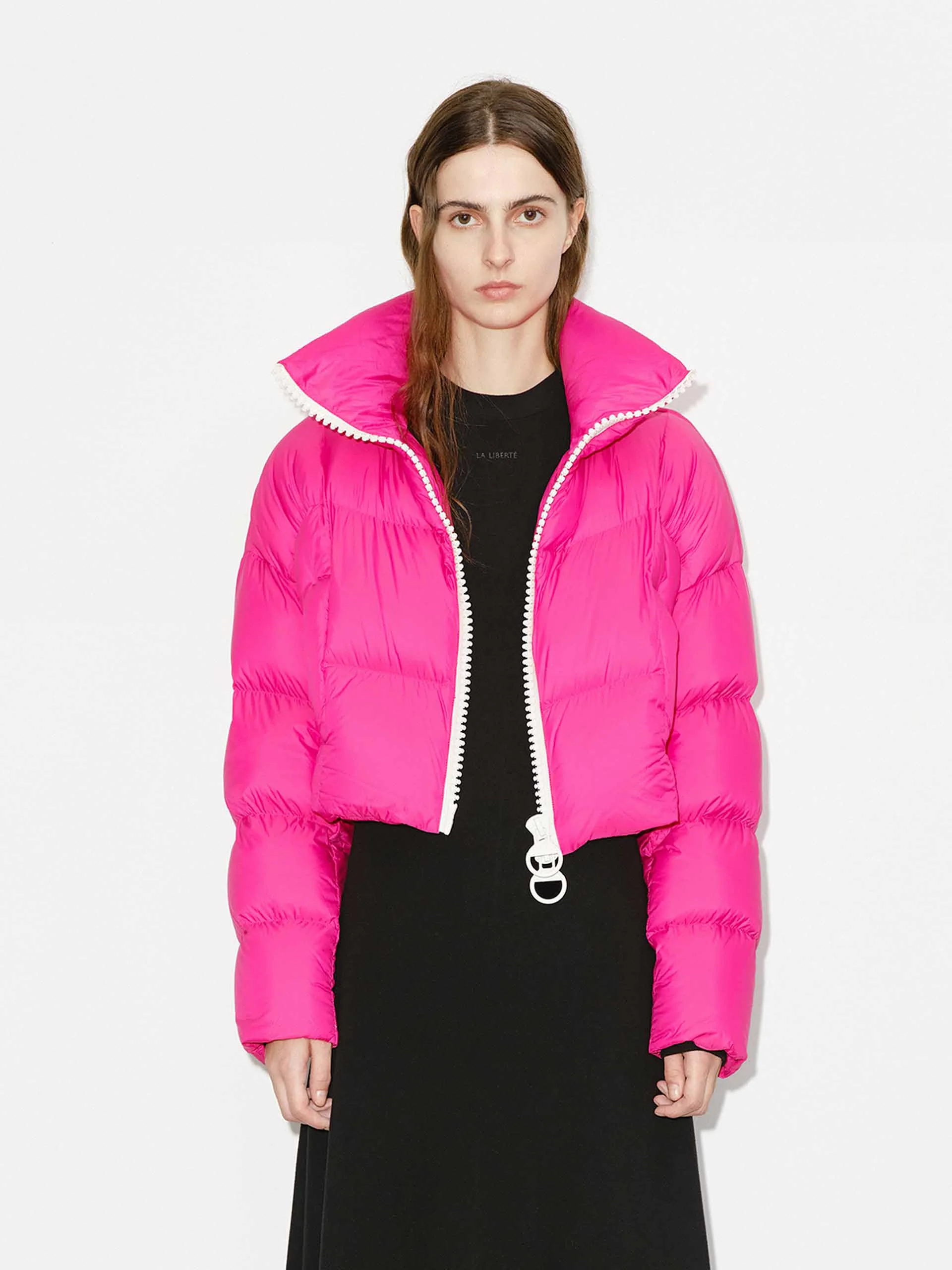 Cropped Zipper Down Jacket - Image 21