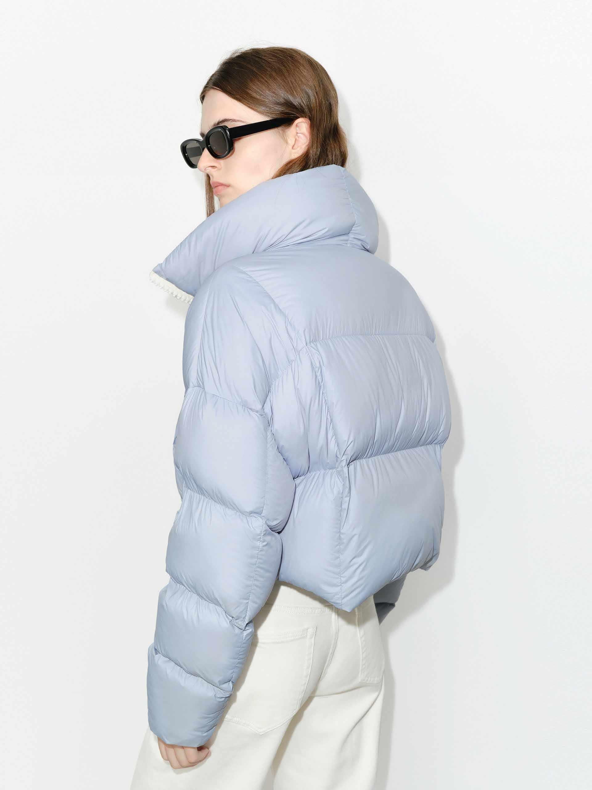 Cropped Zipper Down Jacket - Image 3