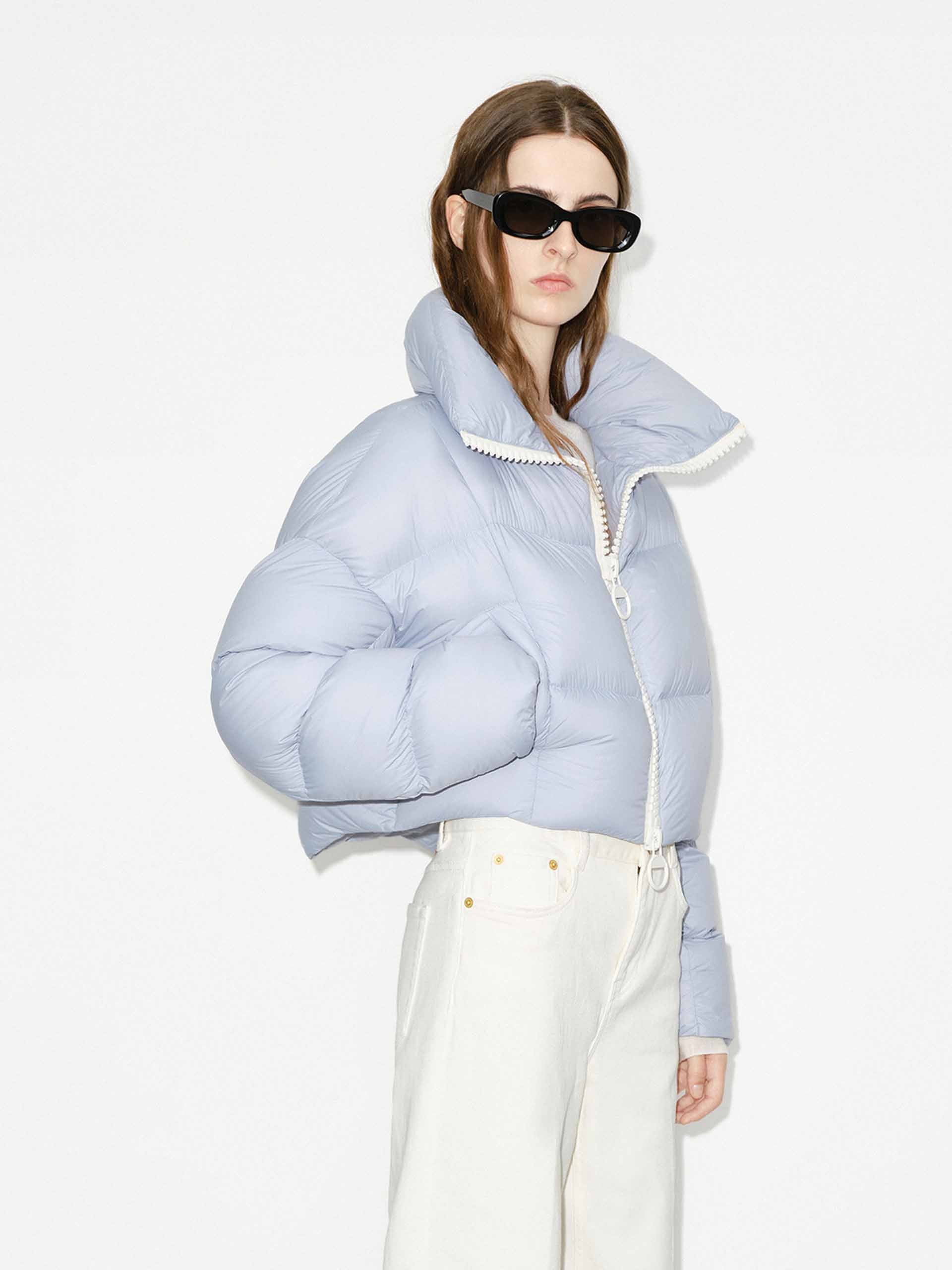 Cropped Zipper Down Jacket - Image 6