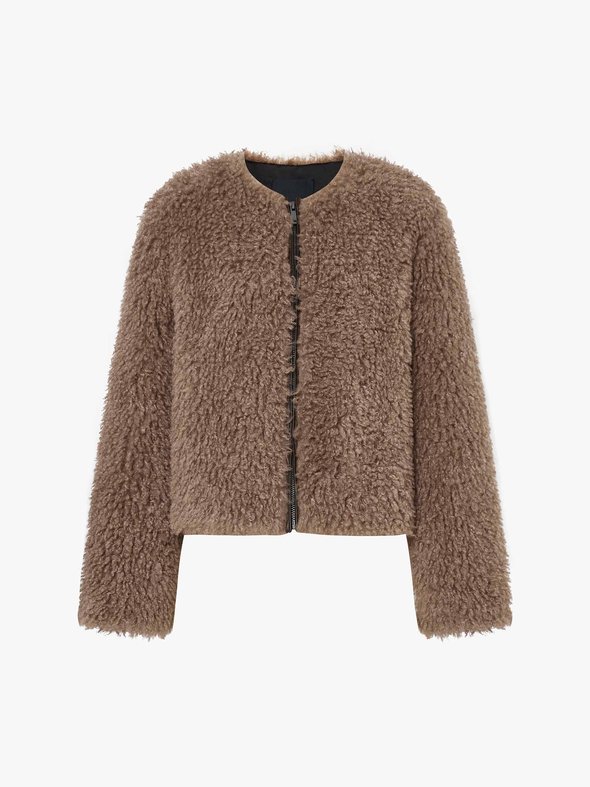 Cropped Zipper Fuzzy Coat - Image 5
