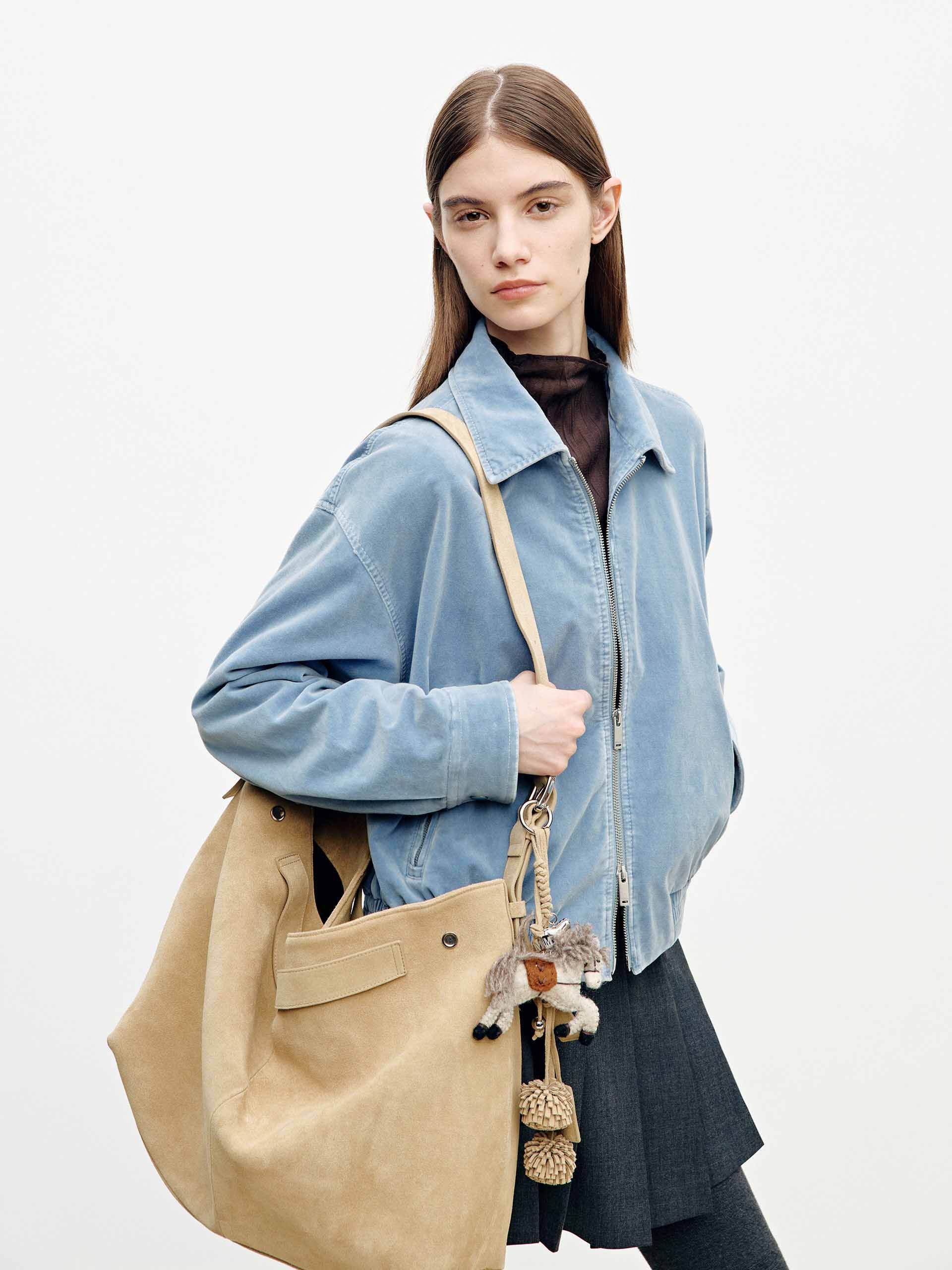Cropped Zipper Relaxed Coat - Image 11