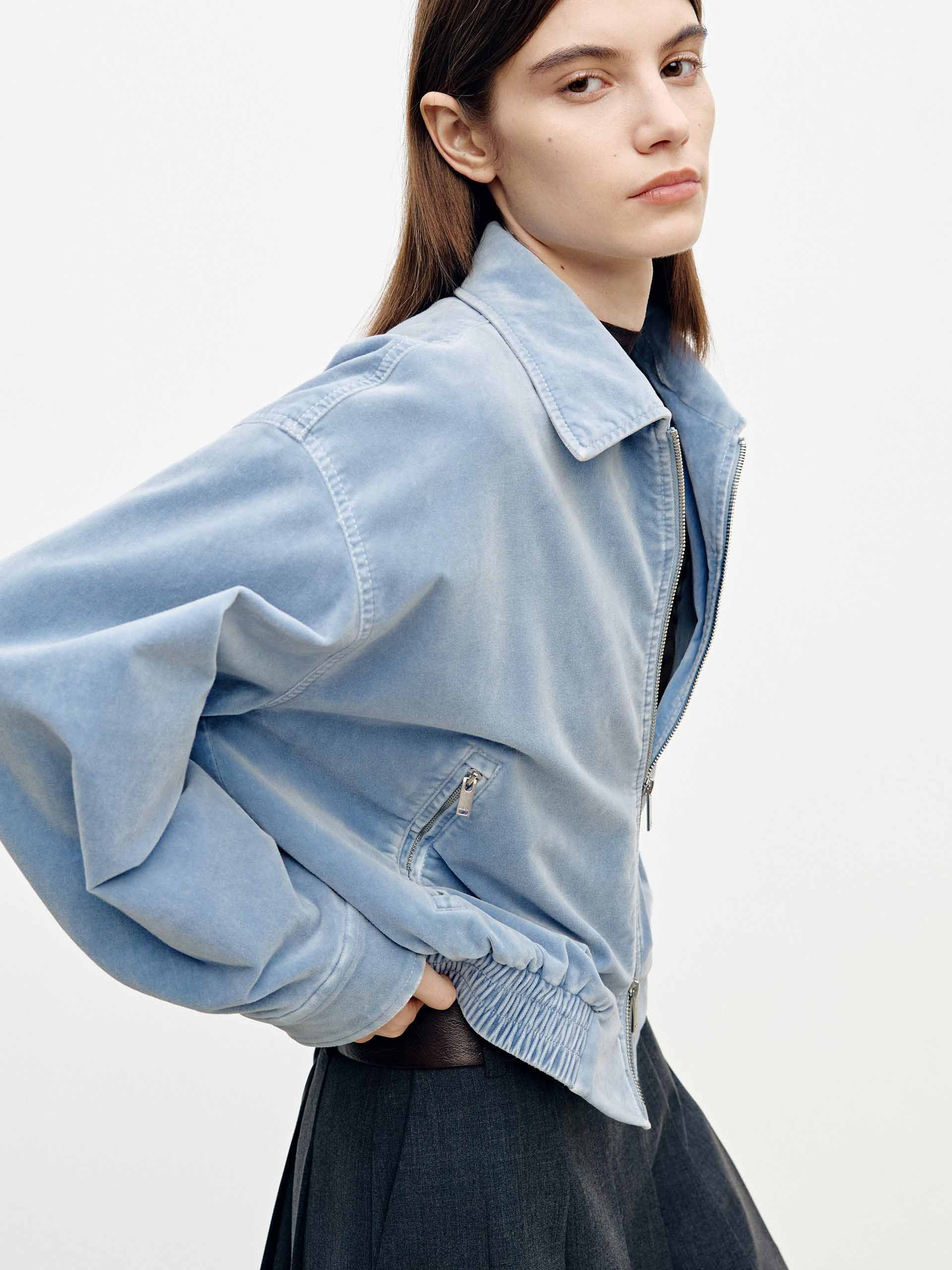 Cropped Zipper Relaxed Coat - Image 14