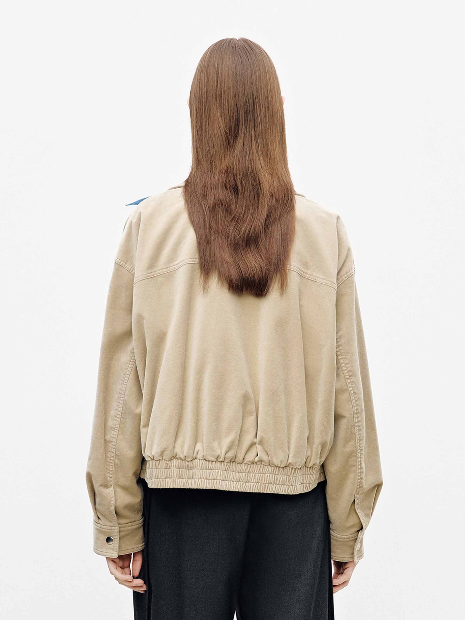 Cropped Zipper Relaxed Coat - Image 7