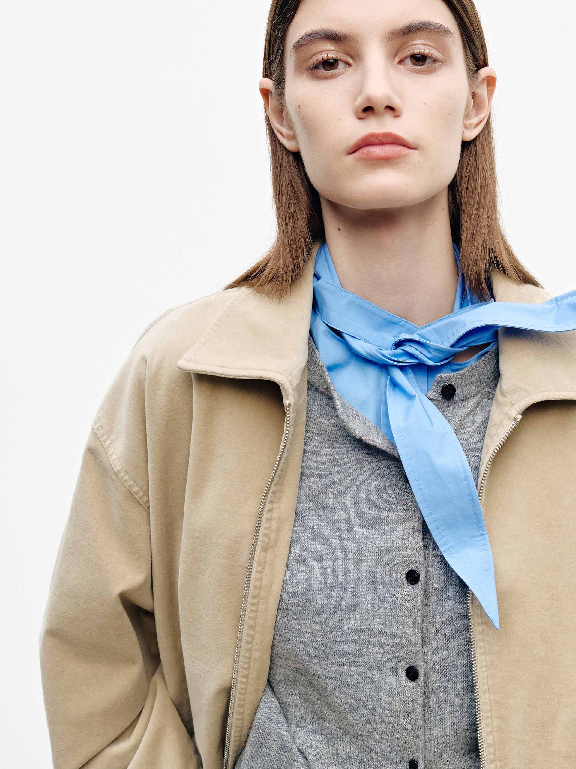 Cropped Zipper Relaxed Coat - Image 8