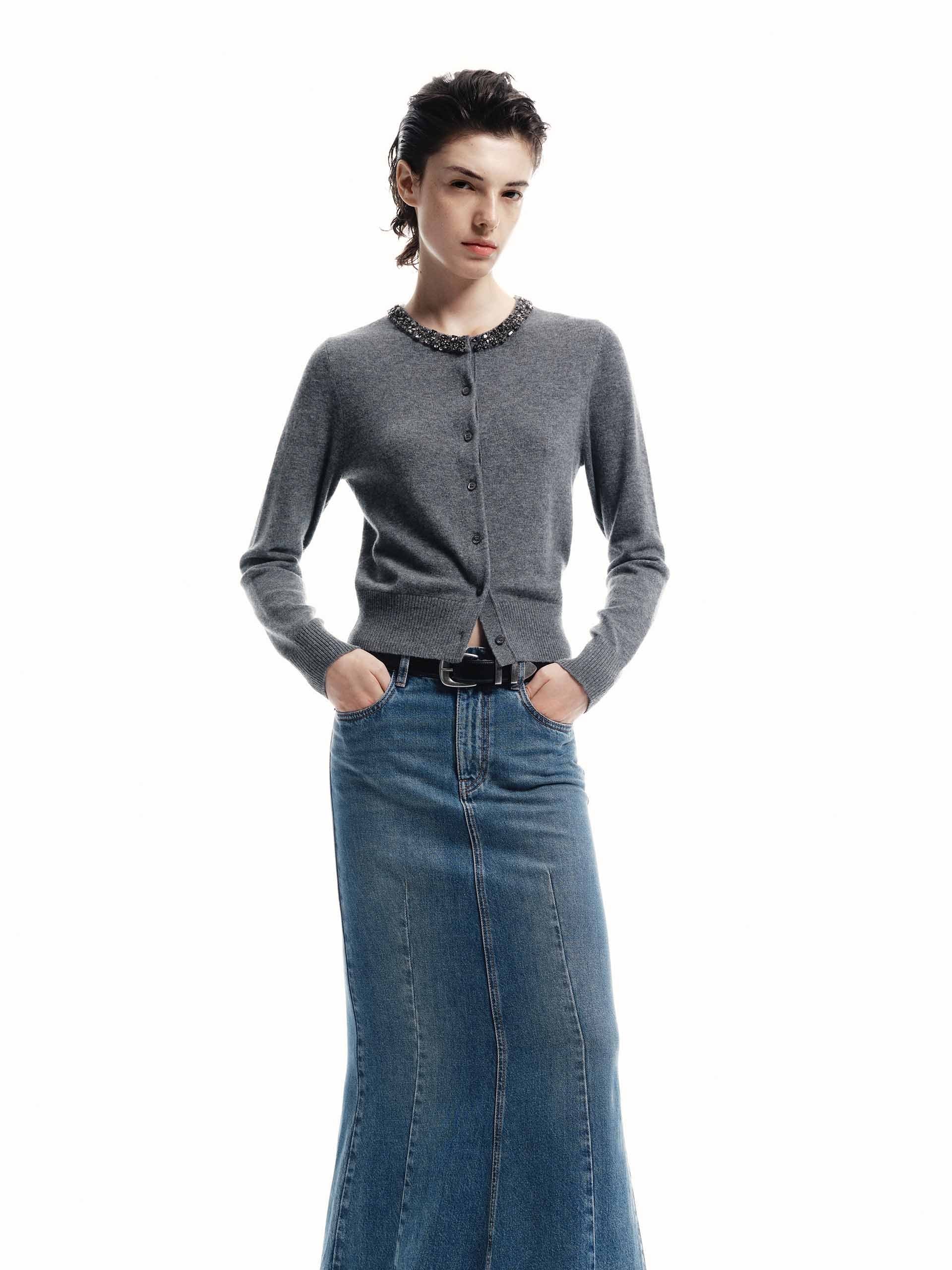 Crystal Collar Knit Cardigan - Image 2