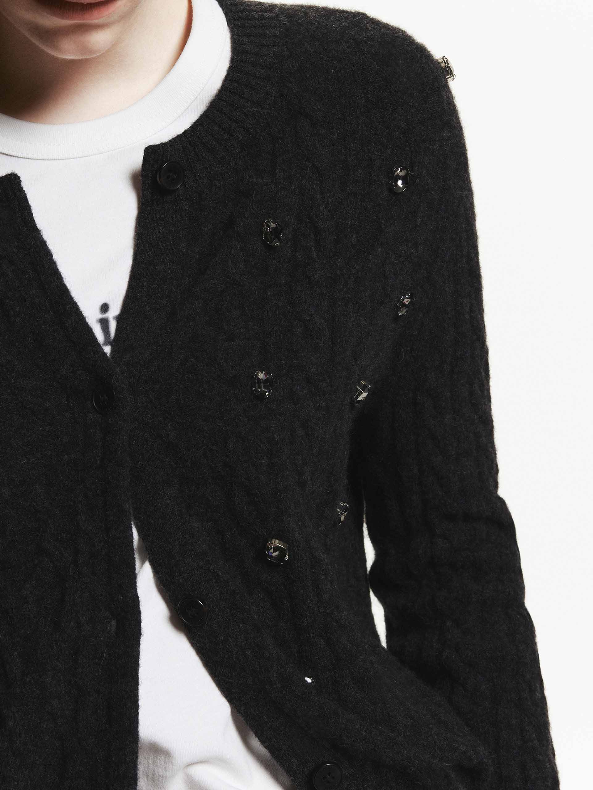 Crystal Decoration Cable Cardigan - Image 8