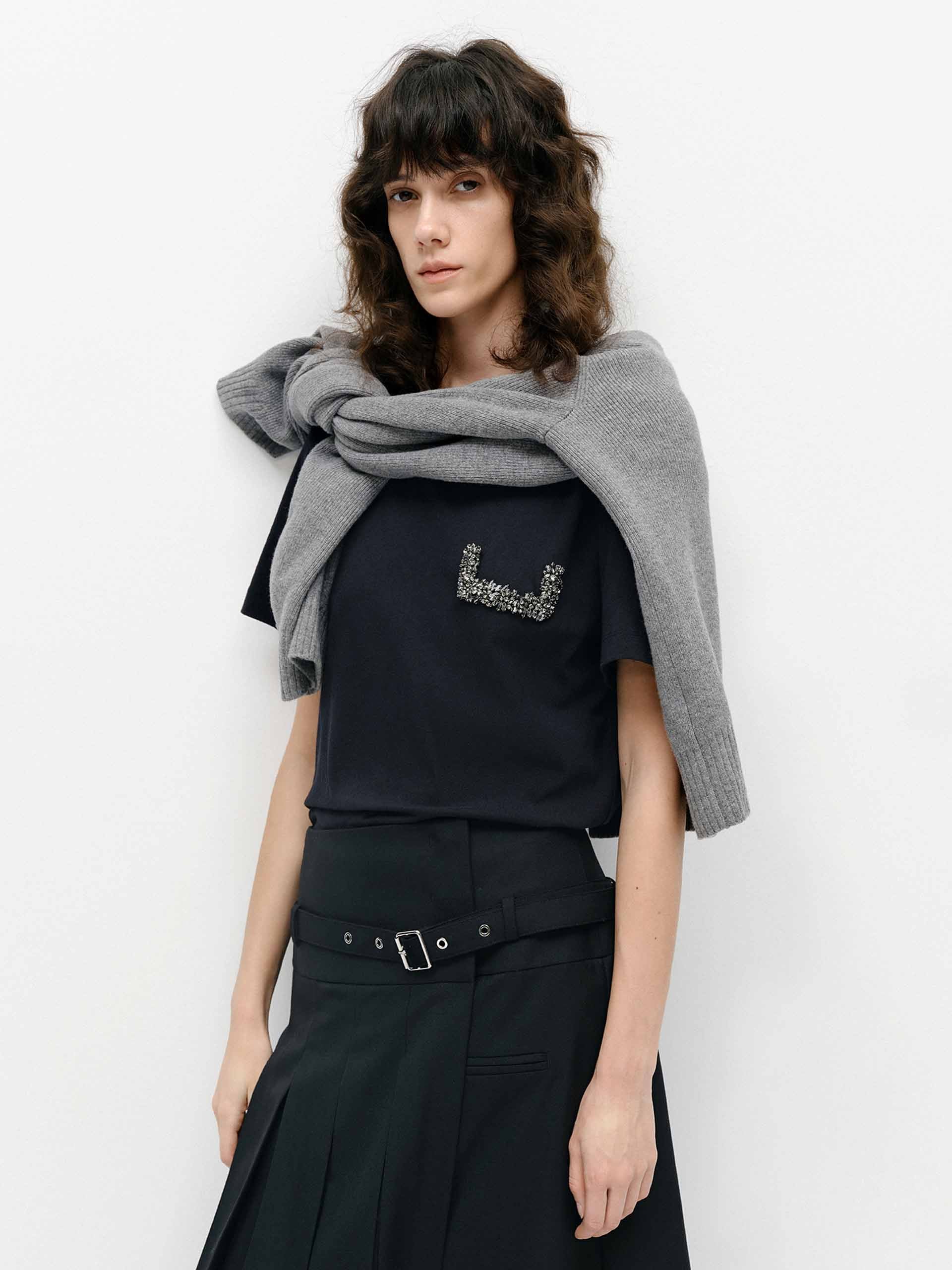 Crystal Detail Cotton T-shirt - Image 14