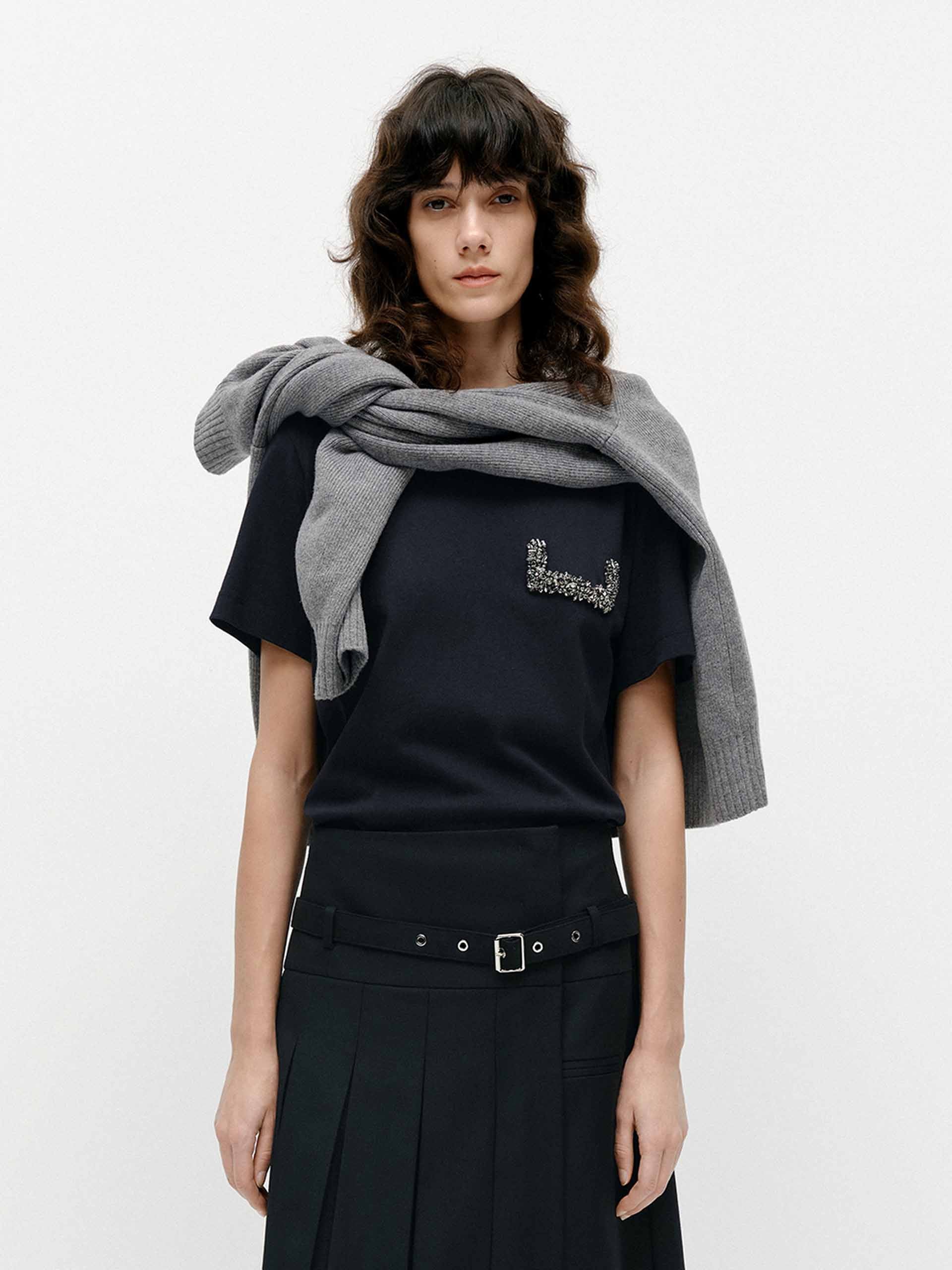 Crystal Detail Cotton T-shirt - Image 9