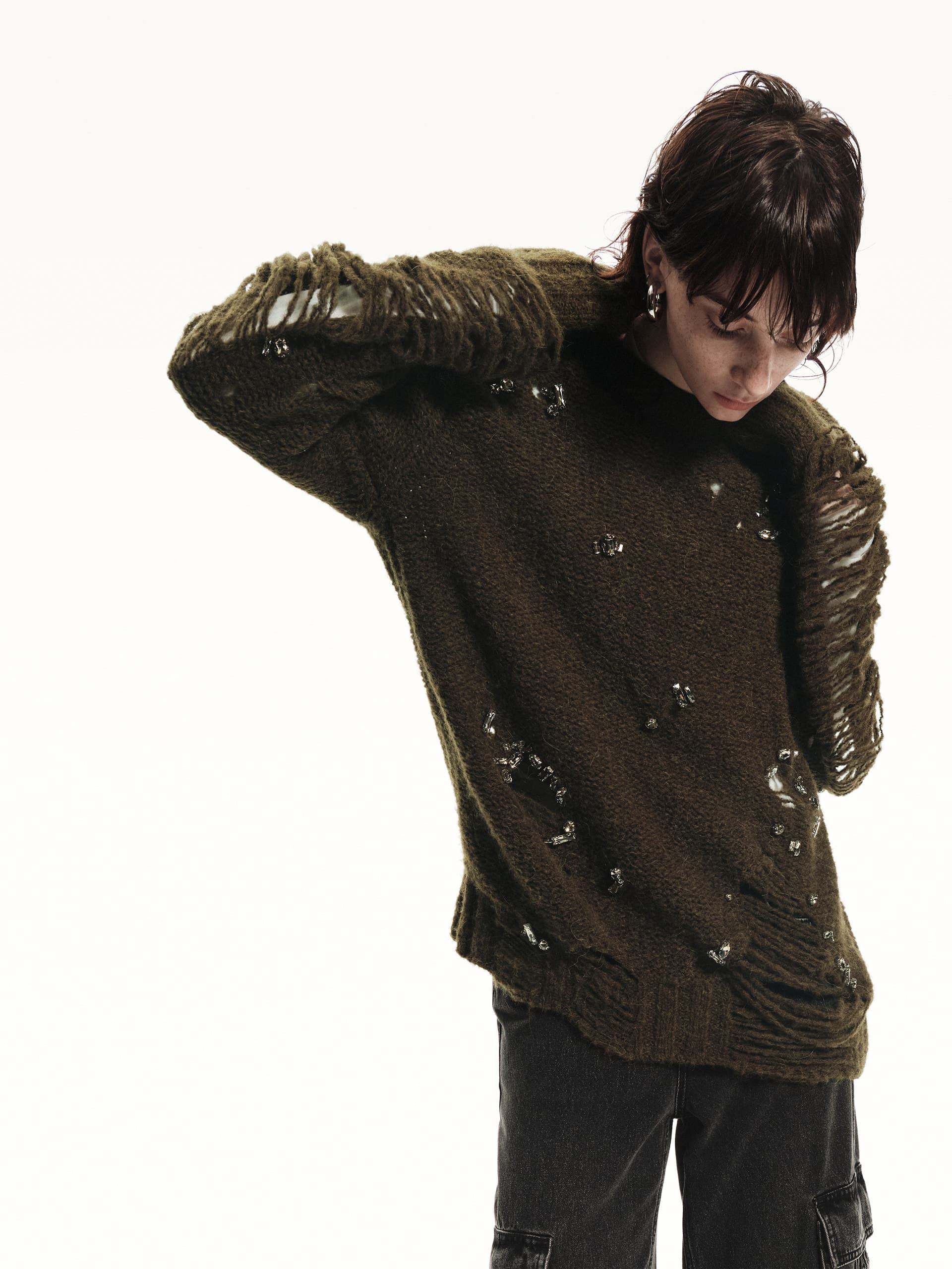 Crystal Detail Distressed Sweater - Image 8