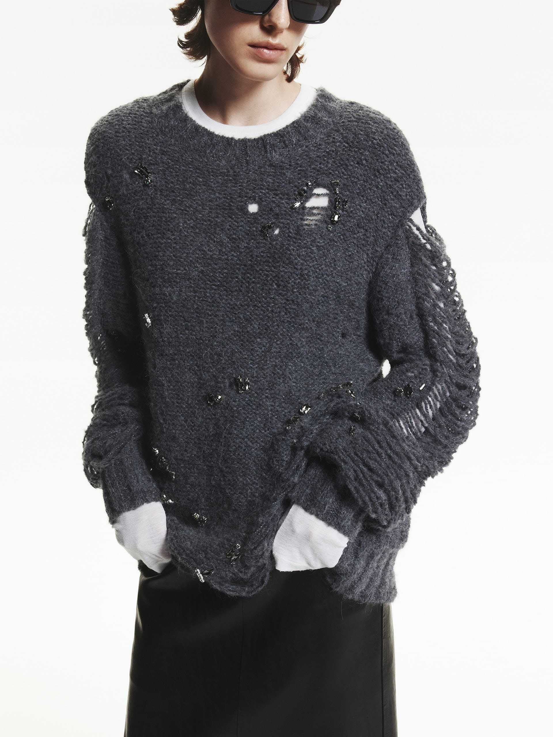 Crystal Detail Distressed Sweater - Image 9