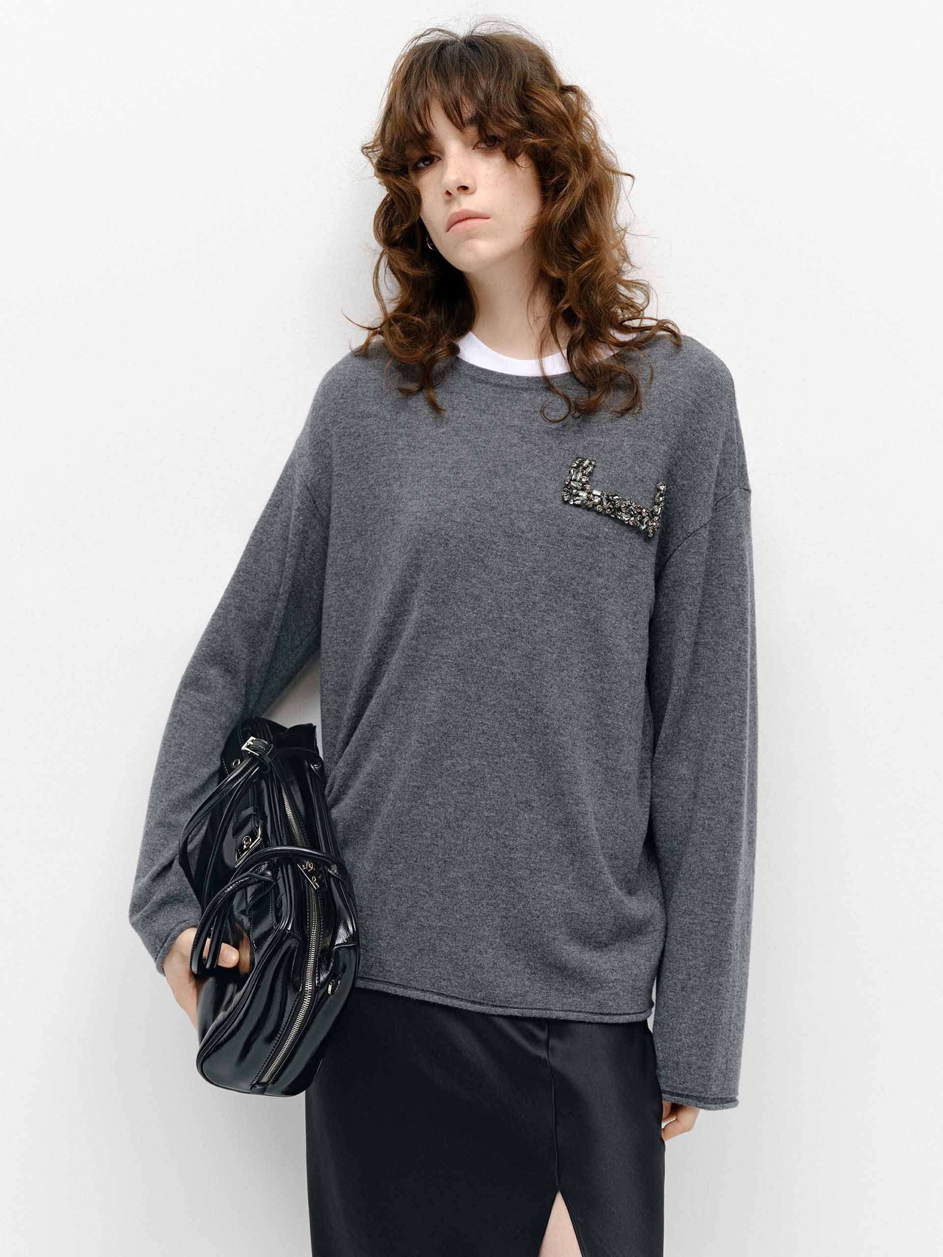 Crystal Detail Loose Sweater - Image 2