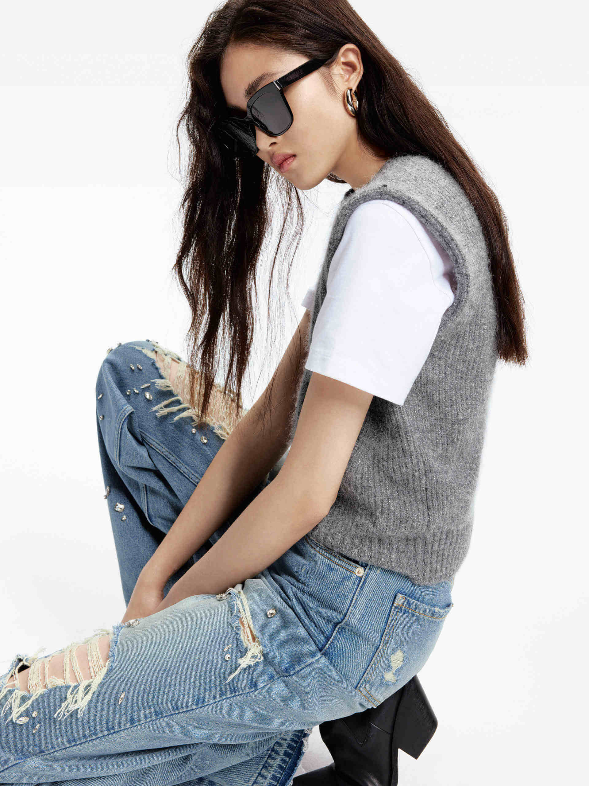 Crystal Detail Straight Jeans - Image 6