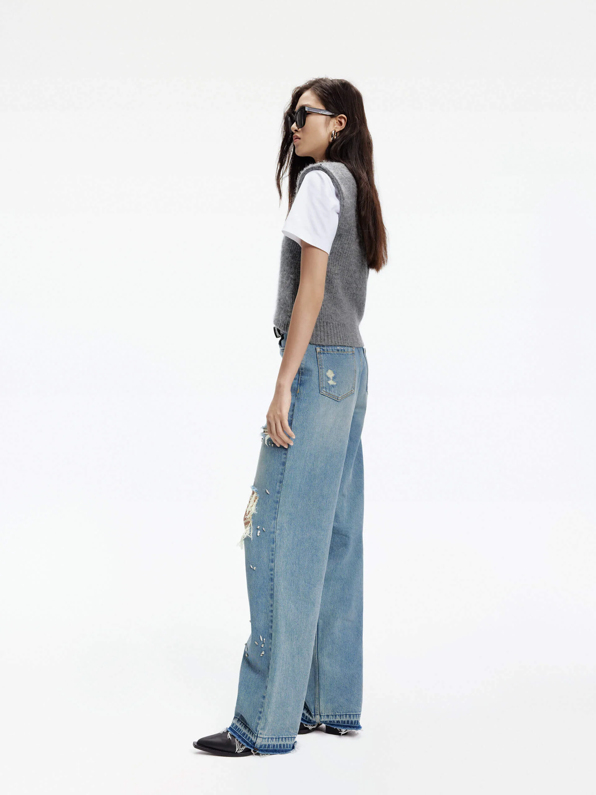Crystal Detail Straight Jeans - Image 7