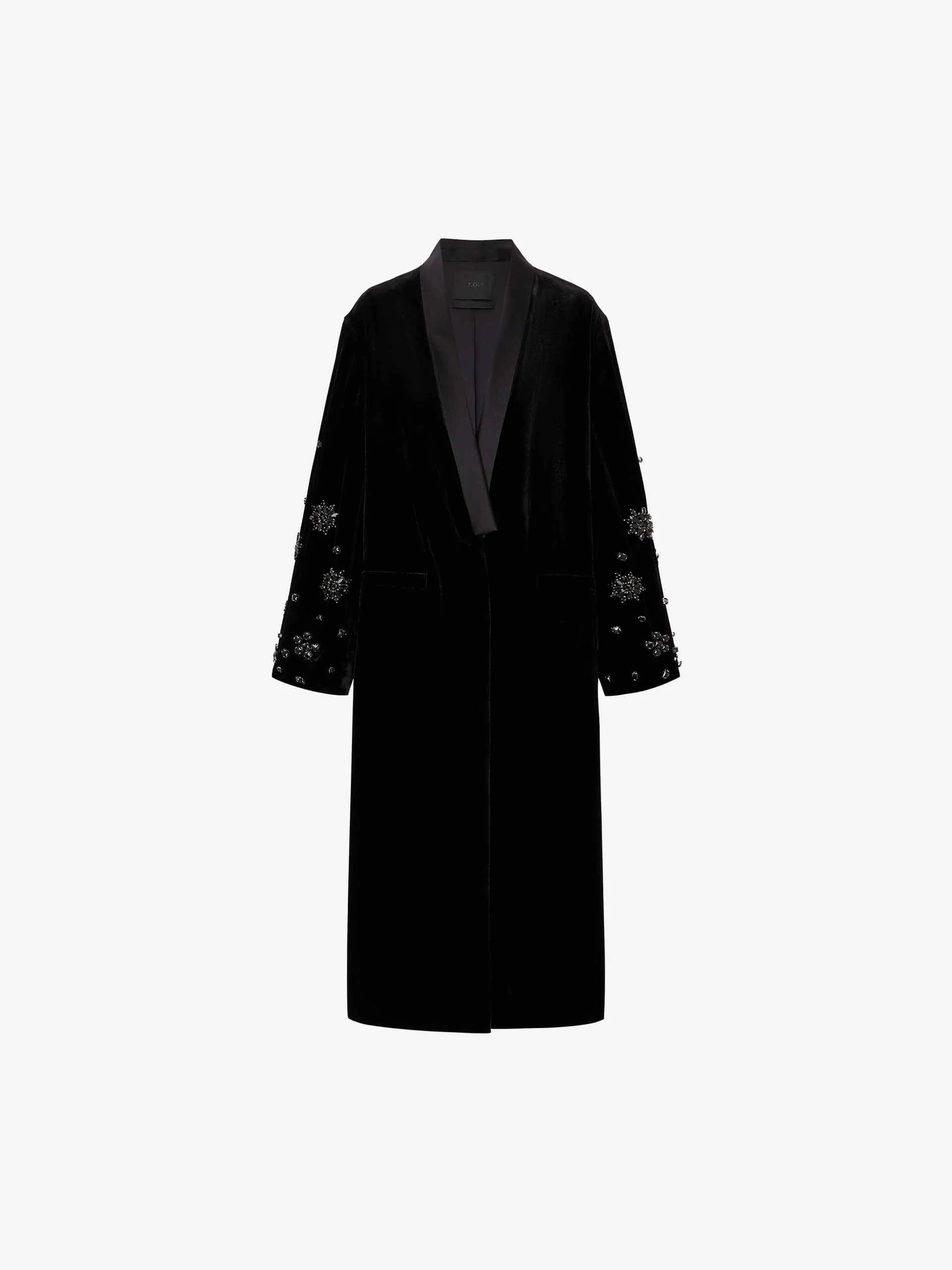 Crystal Detail Velvet Coat - Image 5