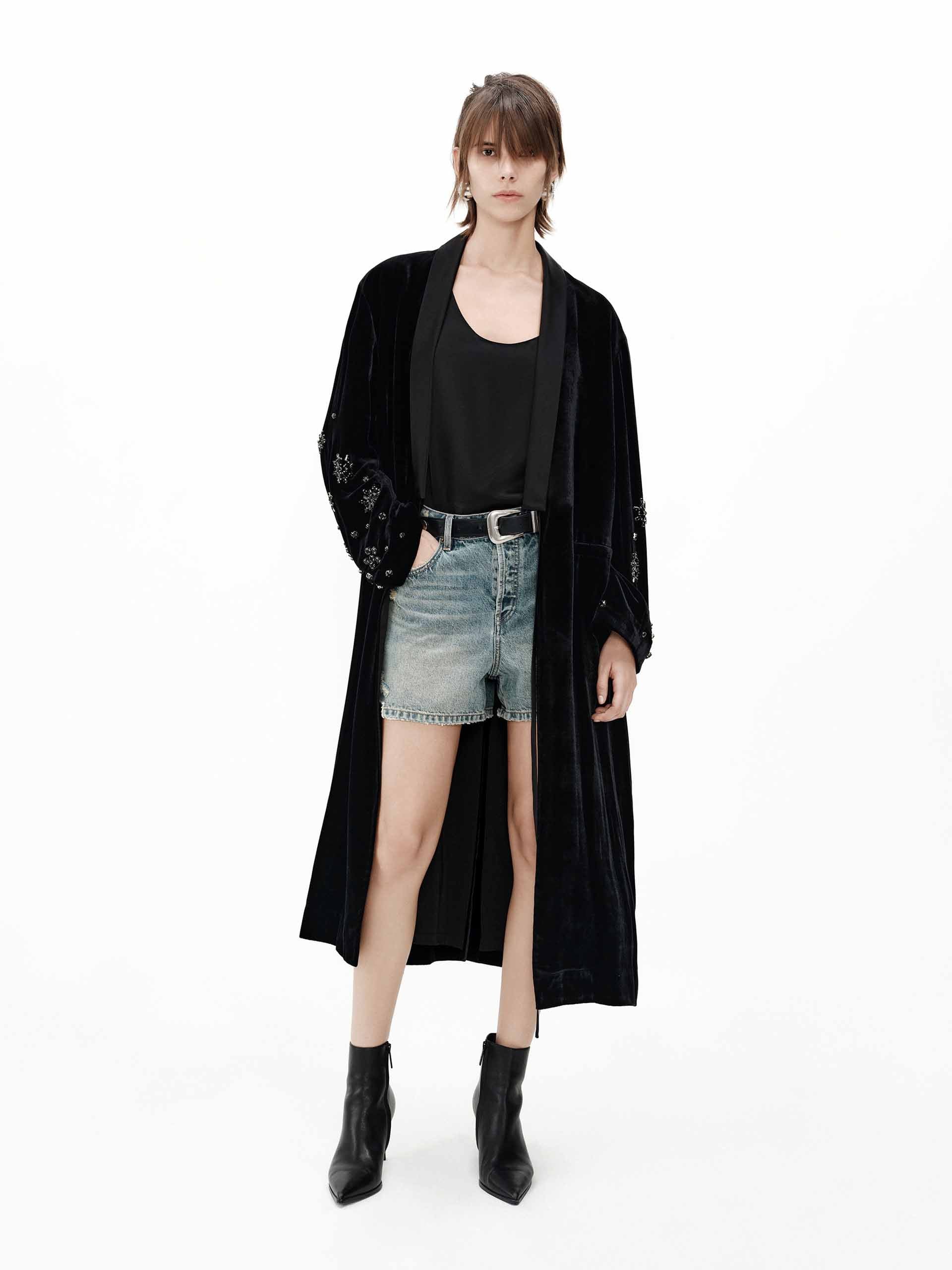 Crystal Detail Velvet Coat - Image 8
