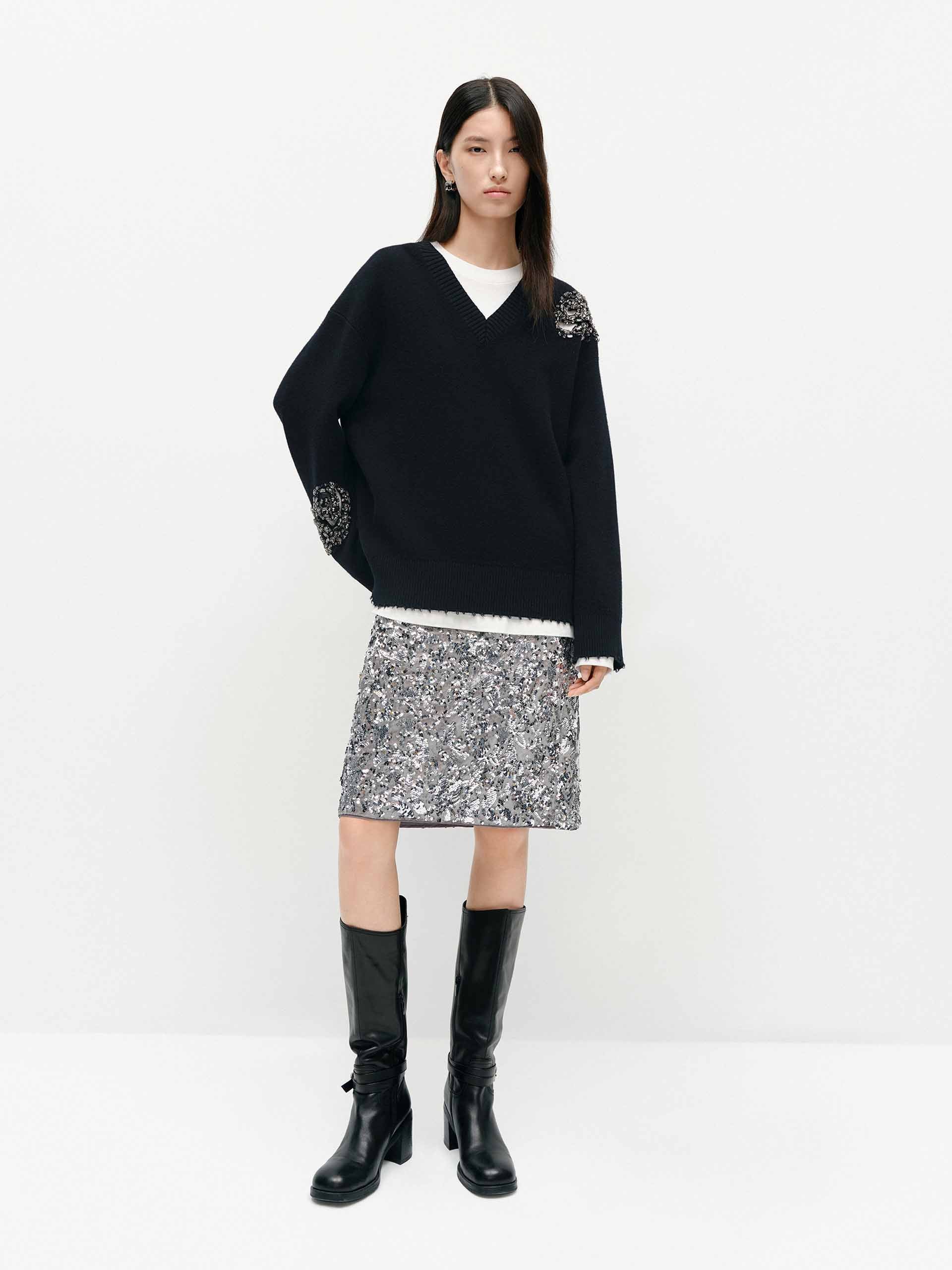 Crystal Detail Wool Sweater - Image 2