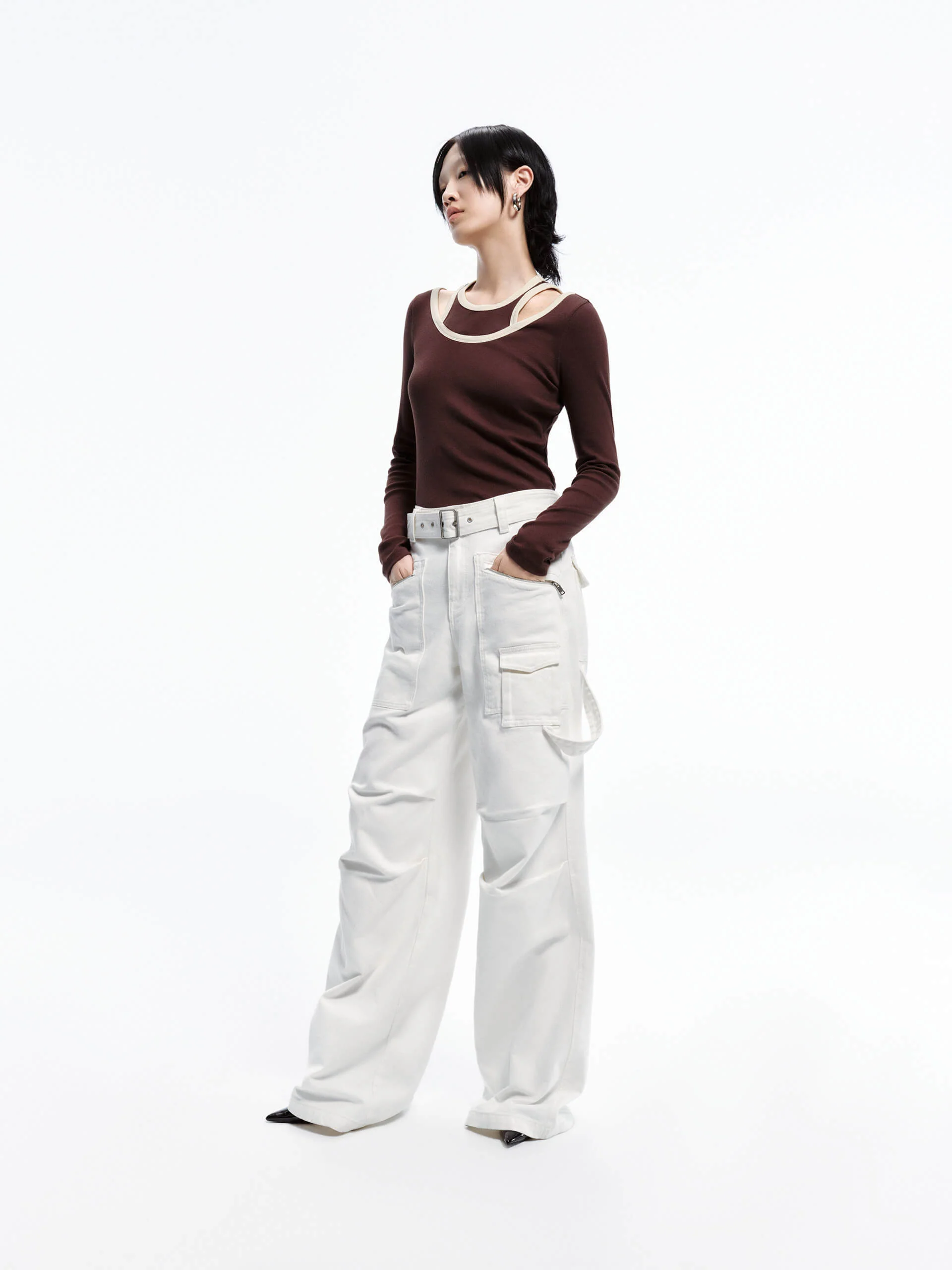Cut shoulder Cotton T-shirt - Image 6