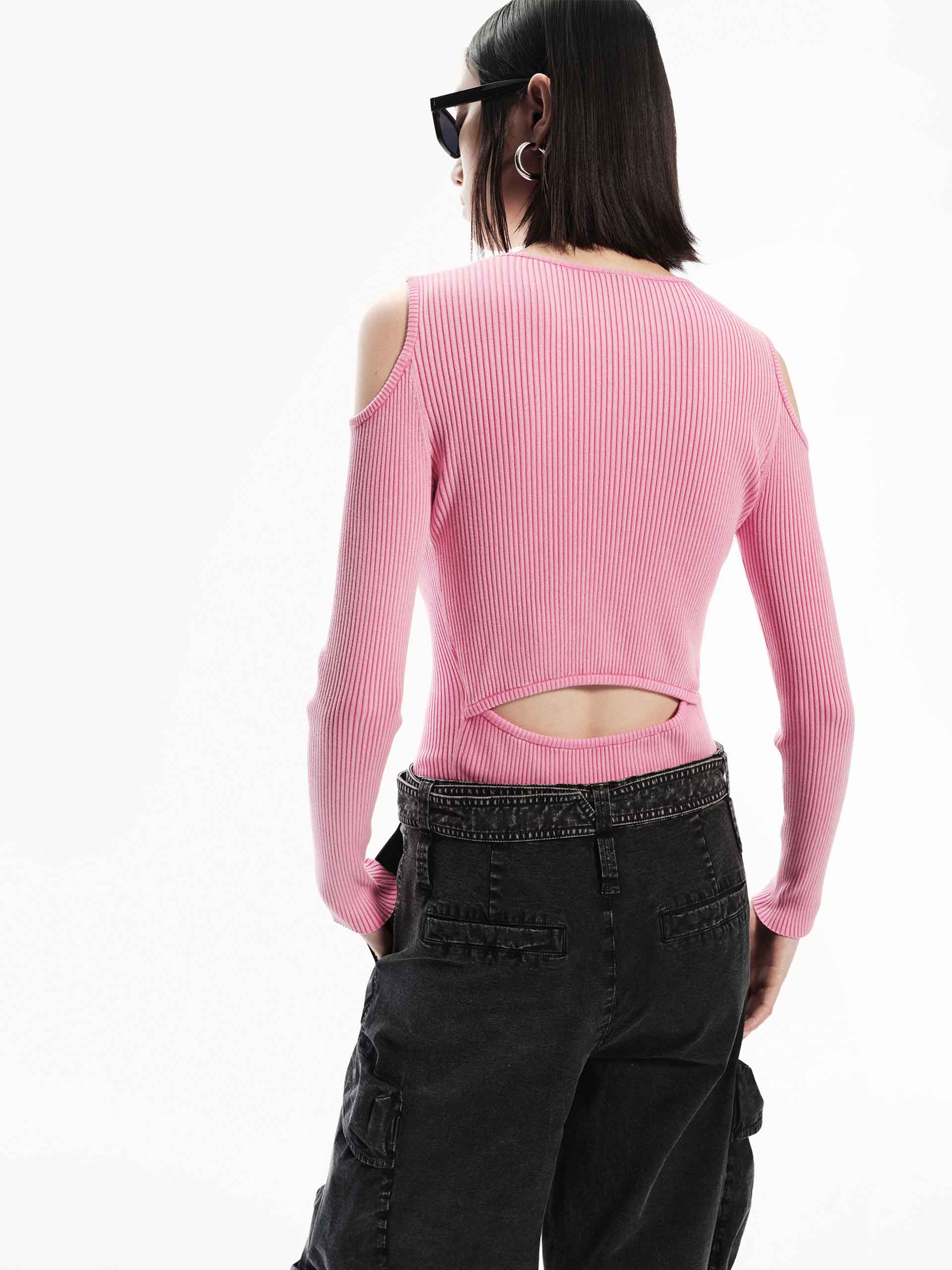 Cut Shoulder Knitted Sweater - Image 11