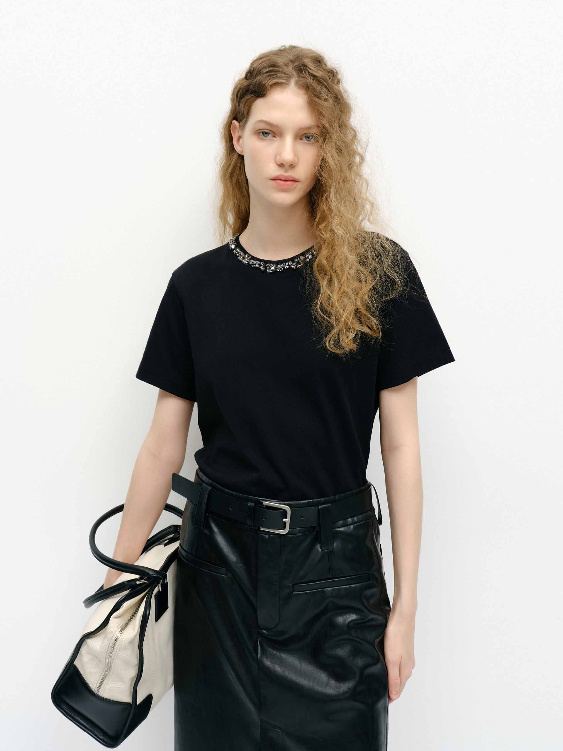 Cutout Back Cotton T-shirt