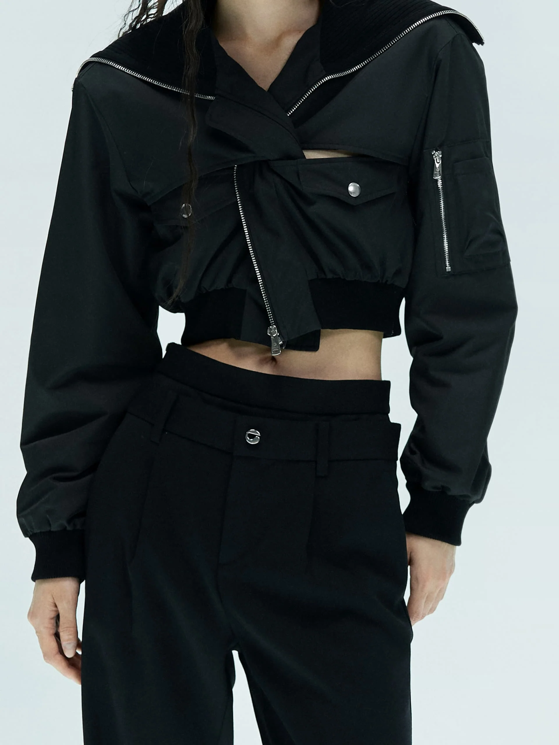 Cutout Detail Cropped Jacket - Image 8