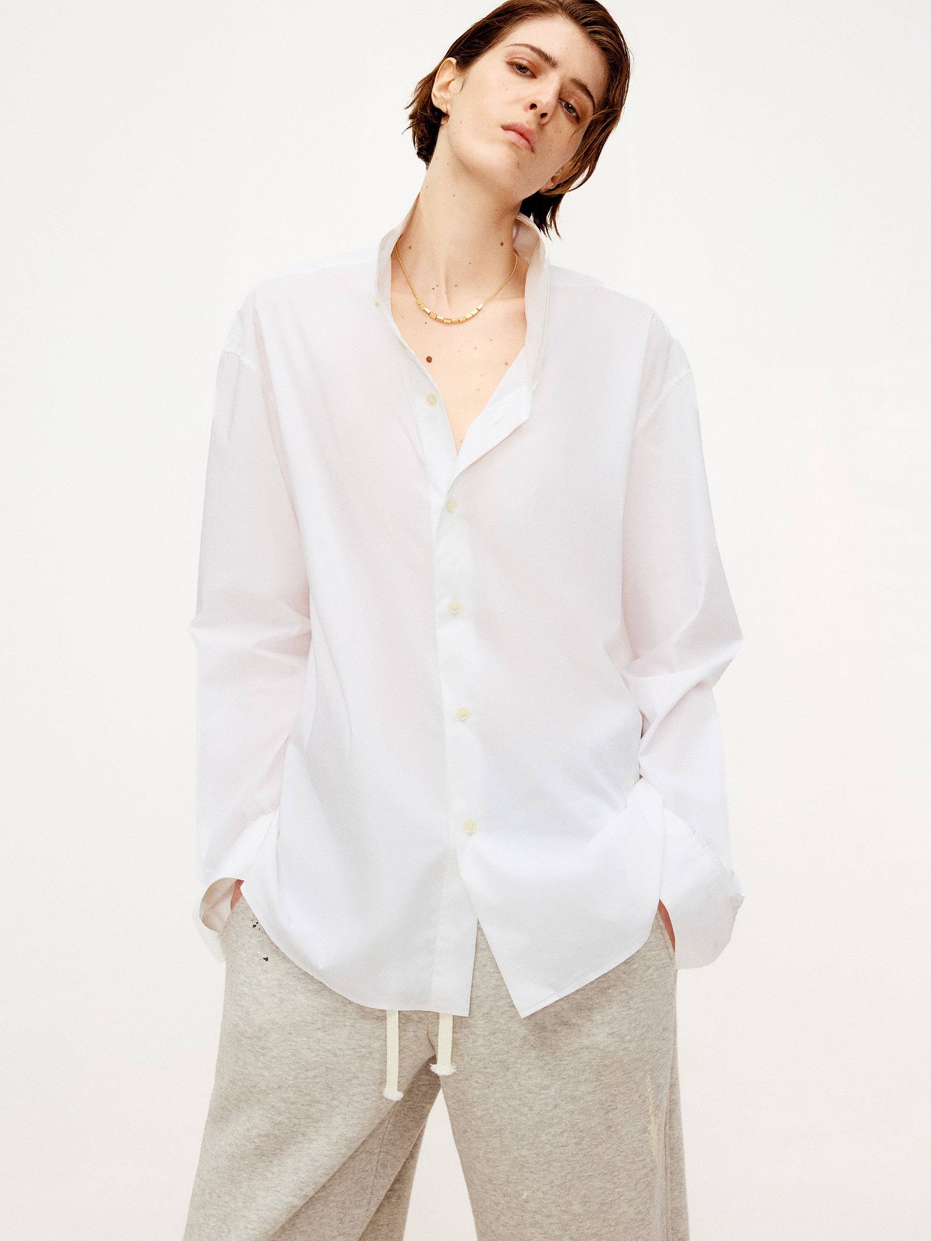 Deconstructed Collar Cotton Shirt