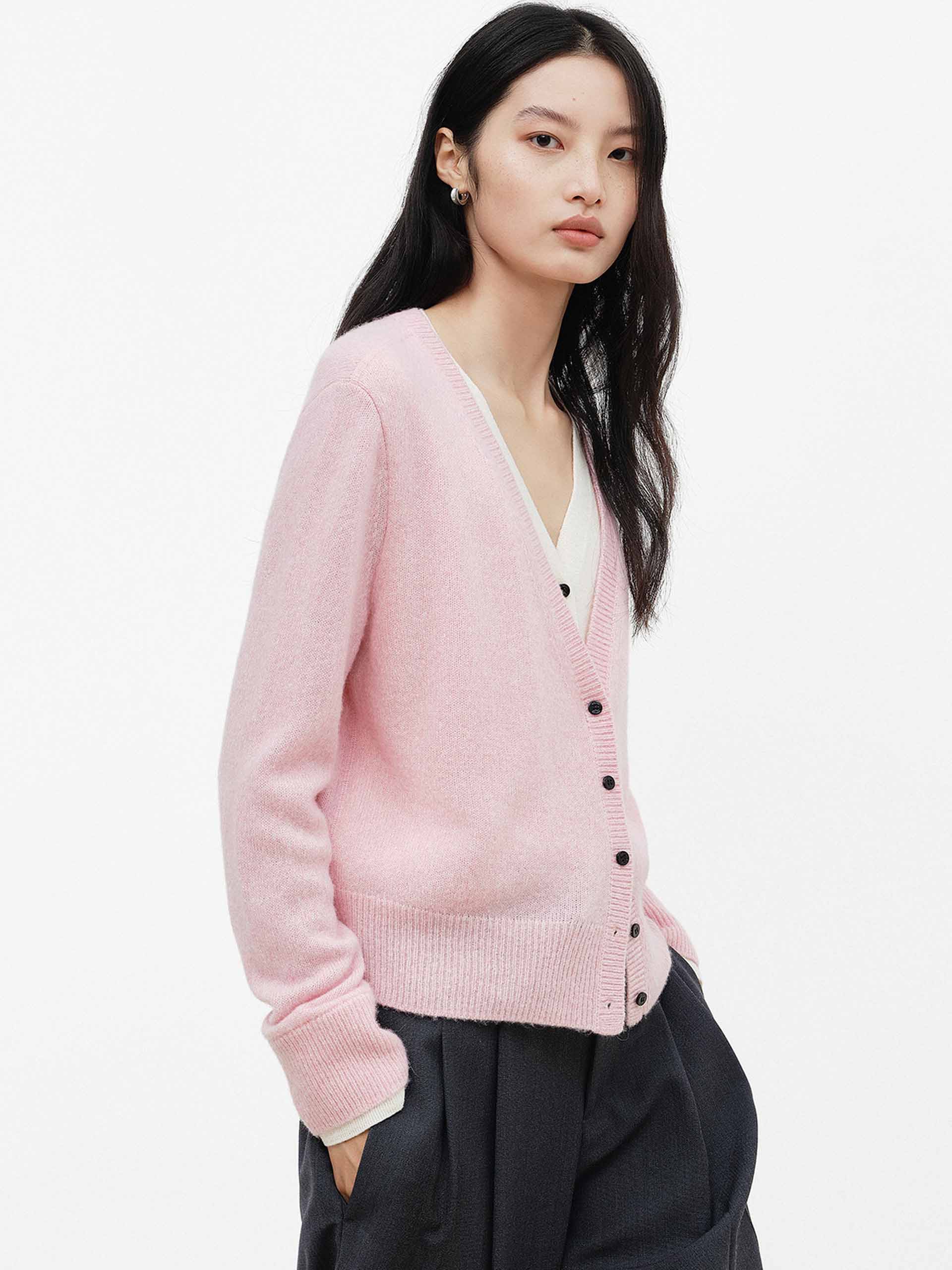 Deep V-neck Button Cardigan - Image 11