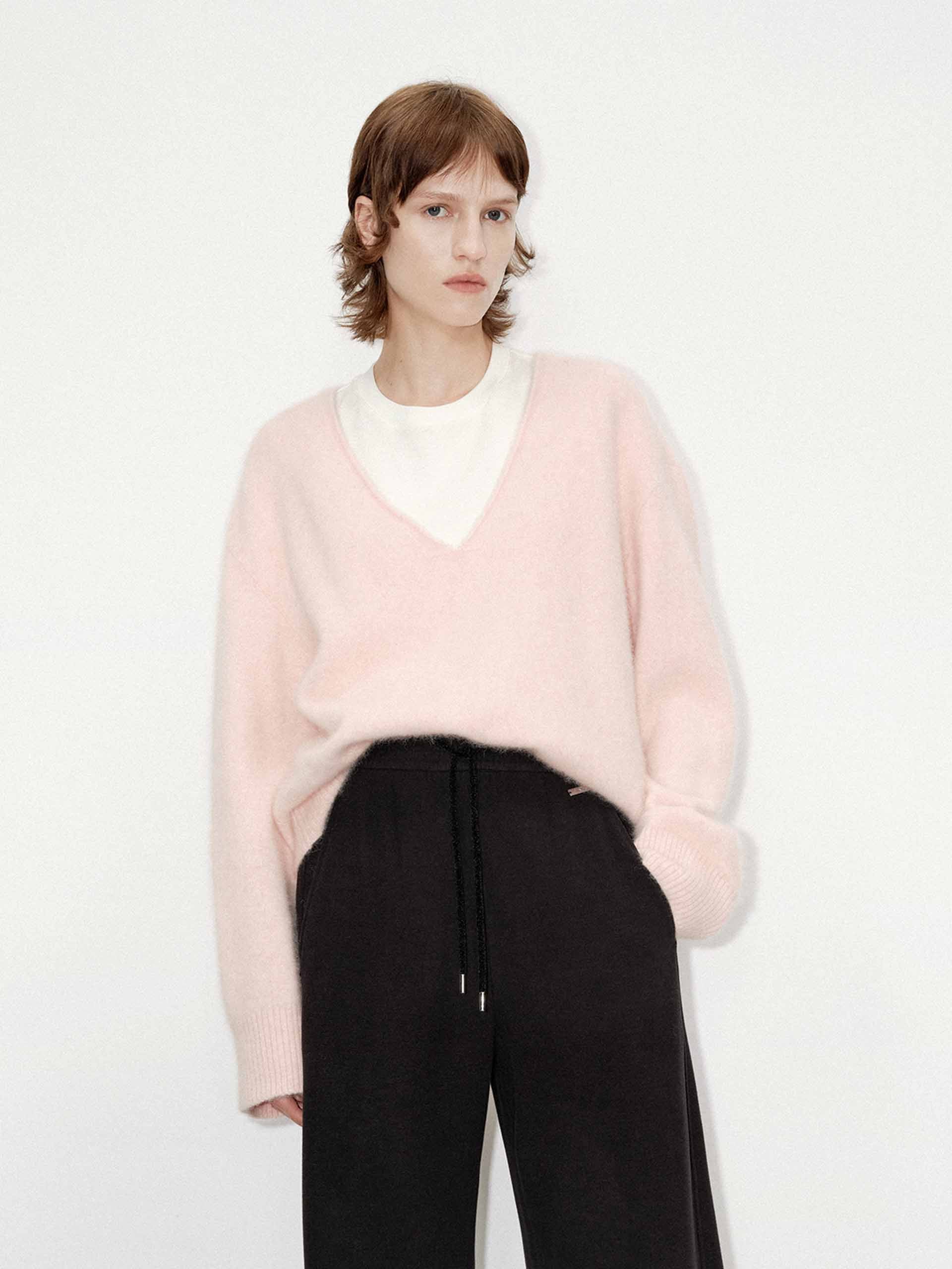 Deep V-neck Loose Sweater - Image 8