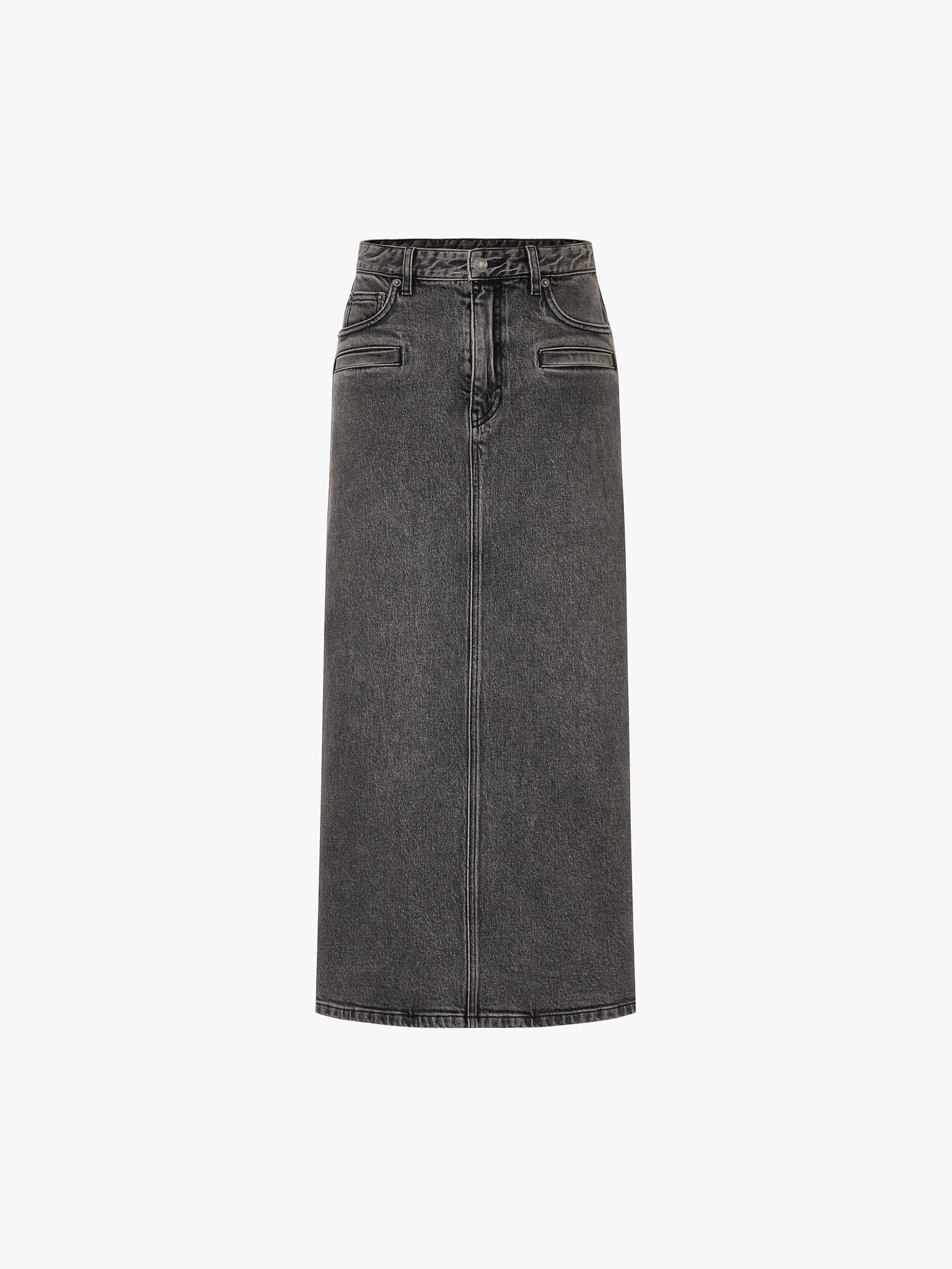 Denim Back Slit Skirt - Image 5