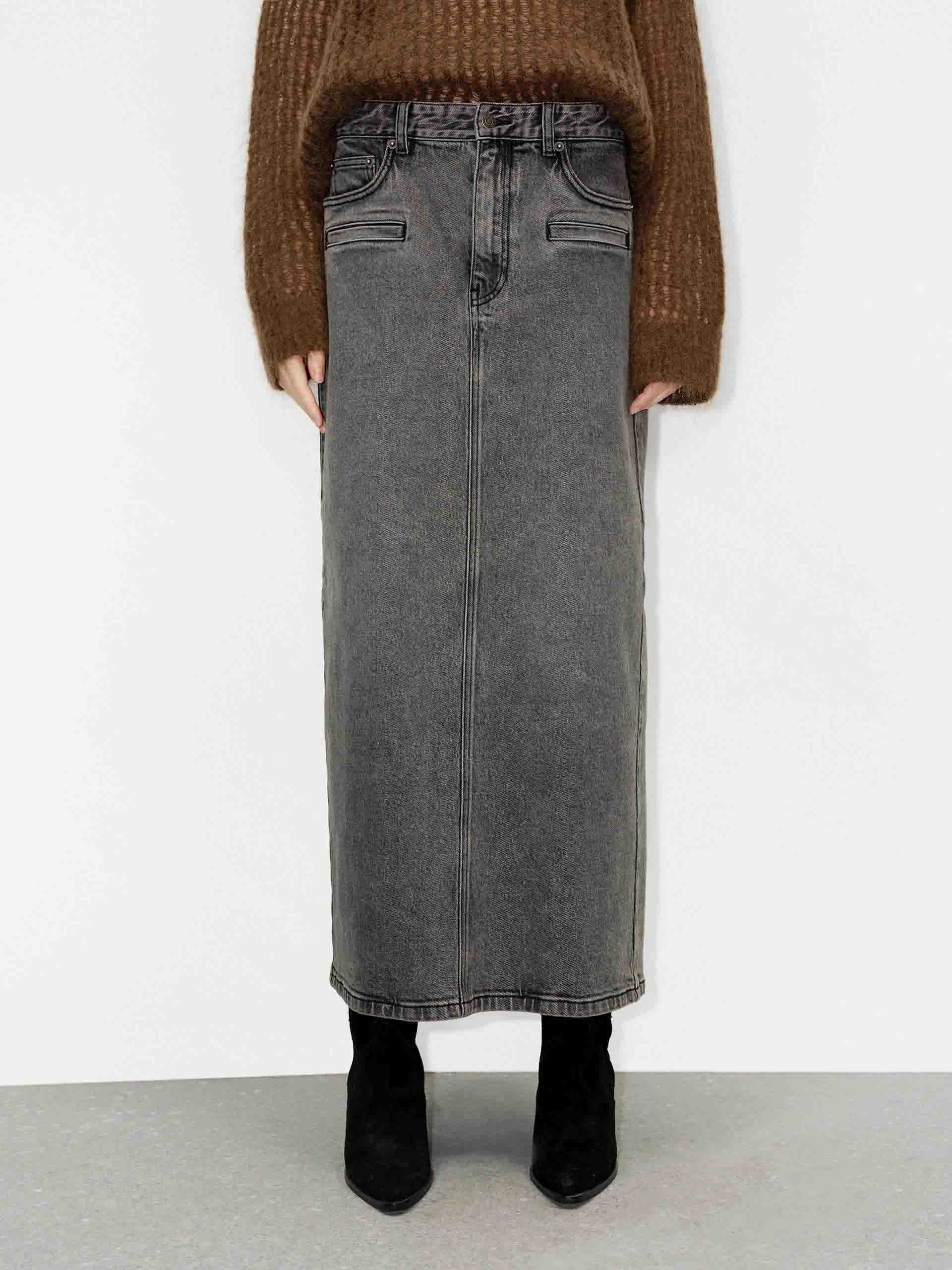 Denim Back Slit Skirt - Image 7