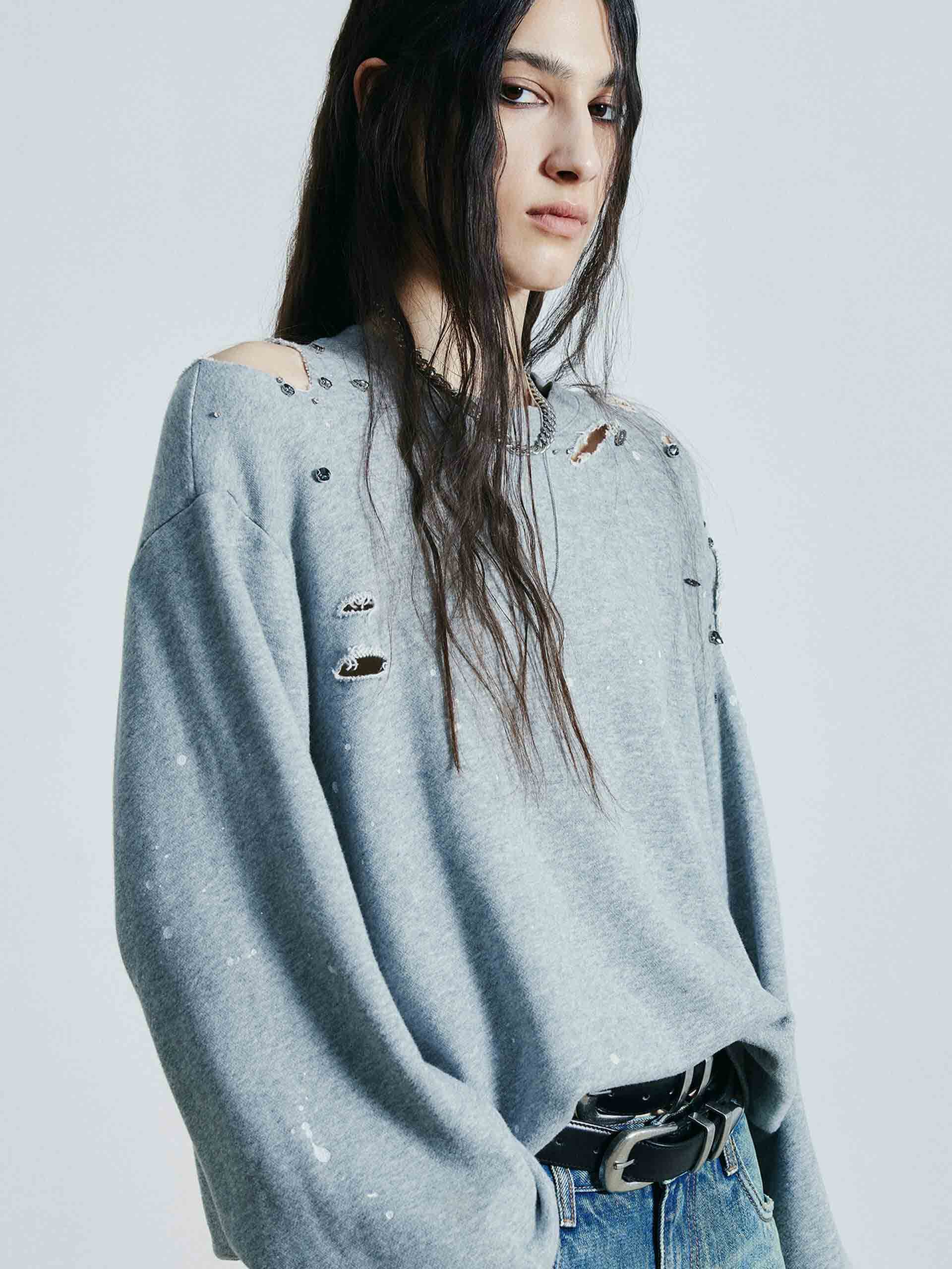 Destroyed Detail Loose Sweatshirts - Image 3