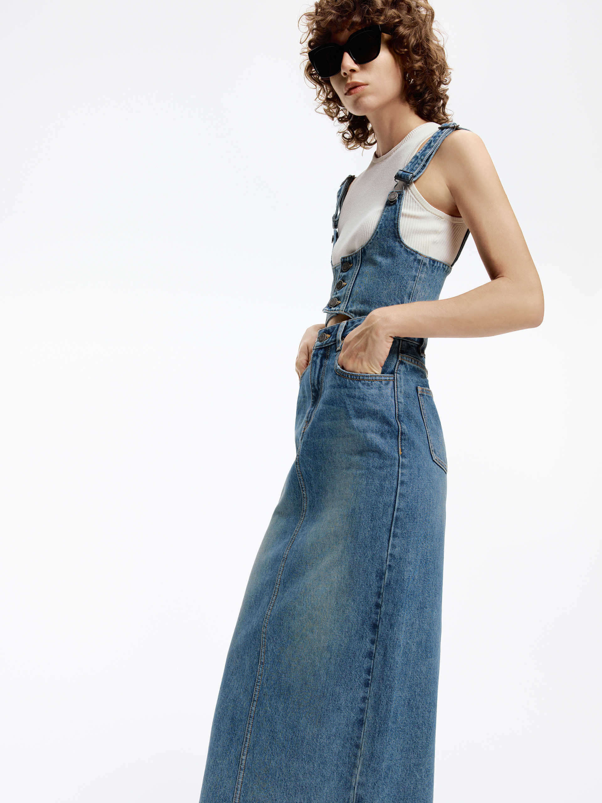 Detachable Detail Denim Dress - Image 6