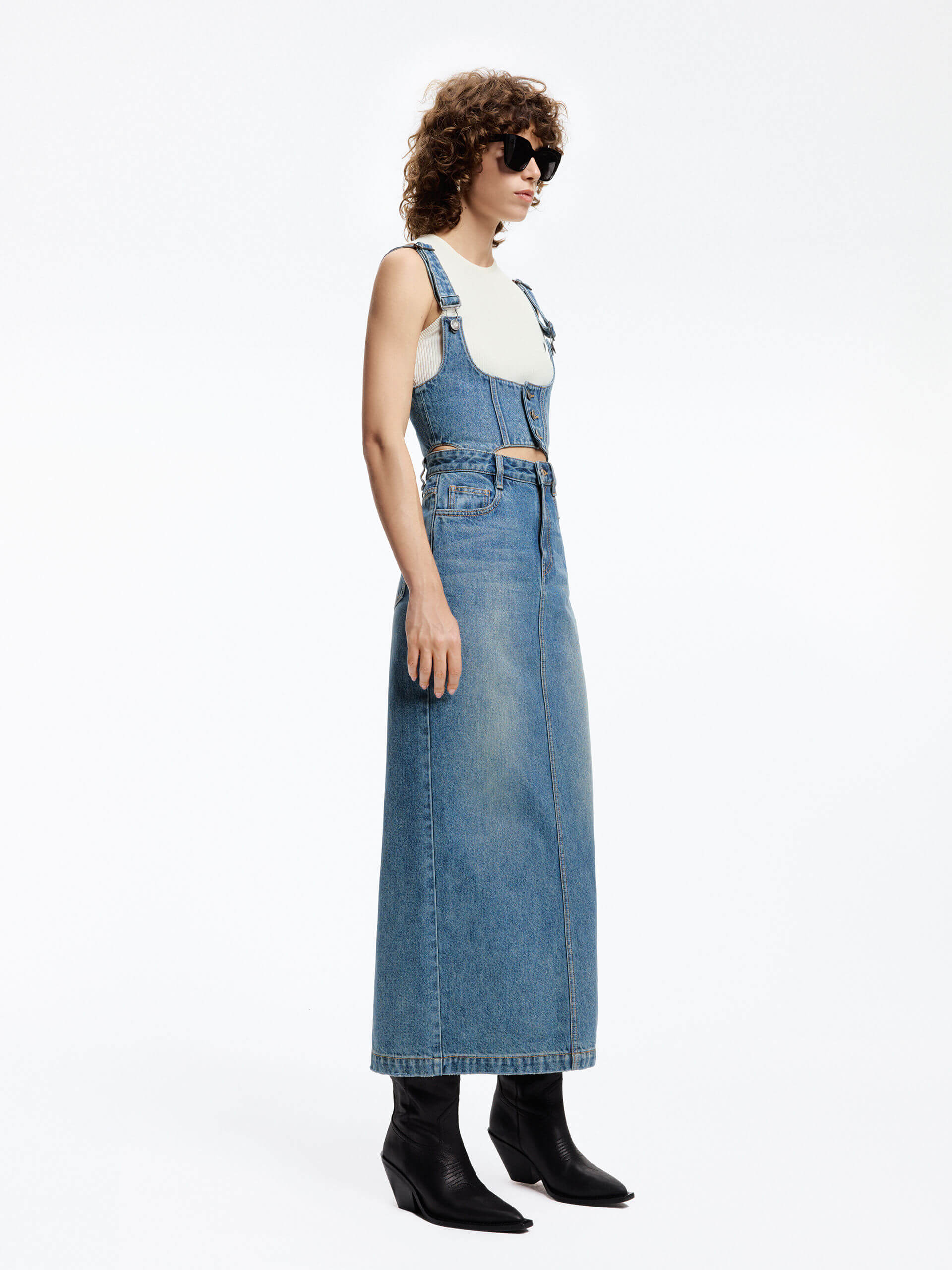 Detachable Detail Denim Dress - Image 8