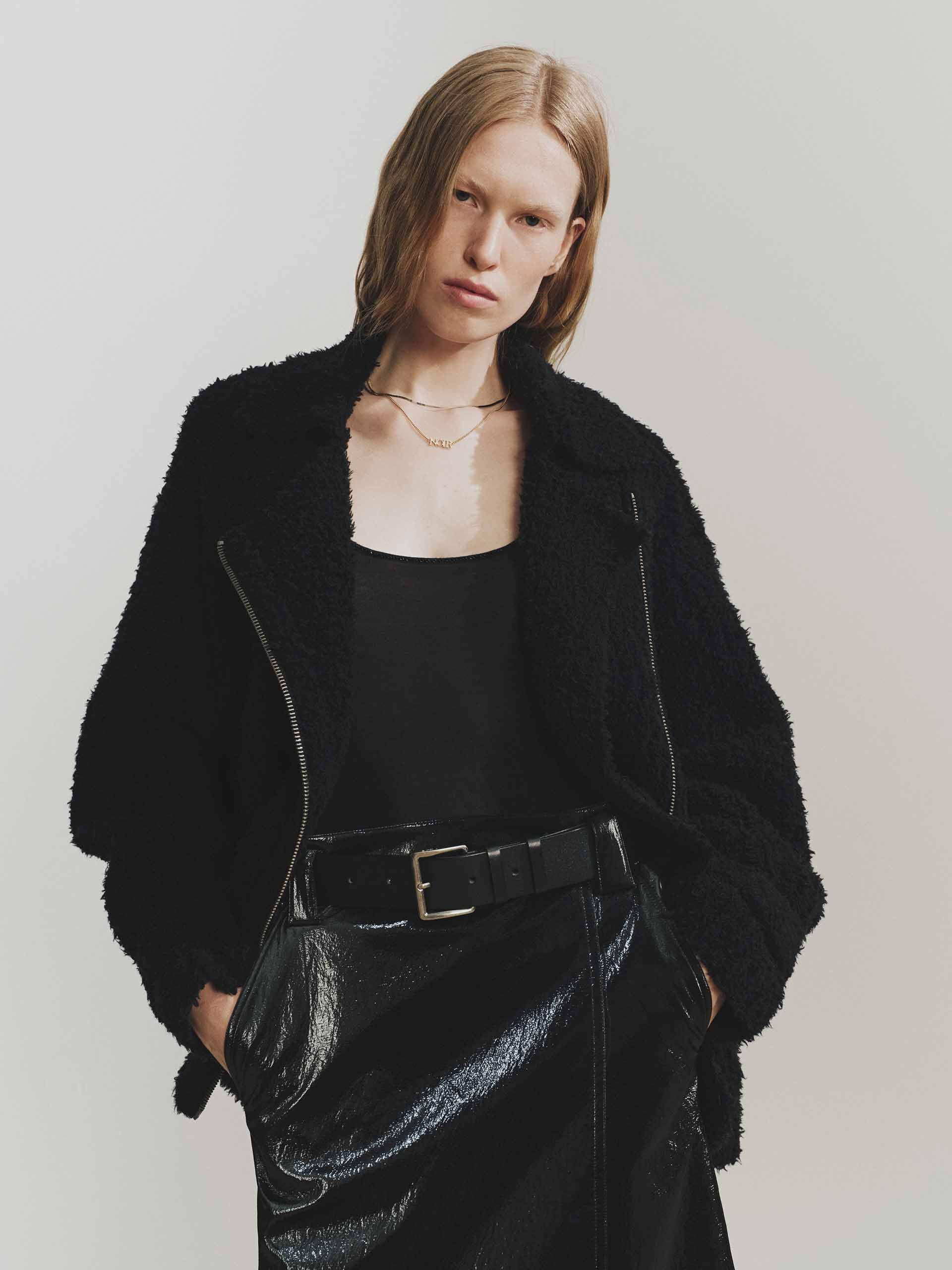 Diagonal Zip Fluffy Cardigan