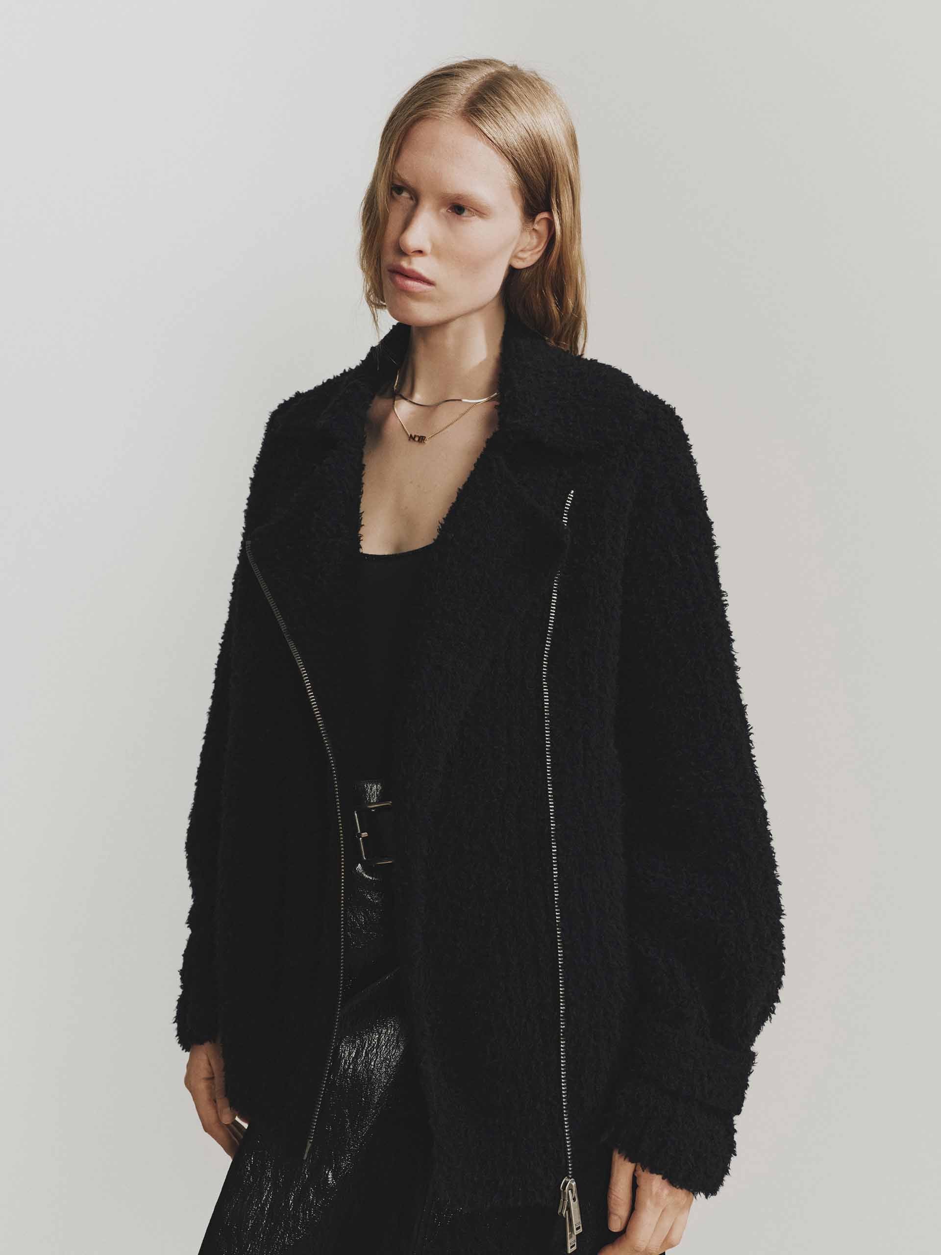Diagonal Zip Fluffy Cardigan - Image 6