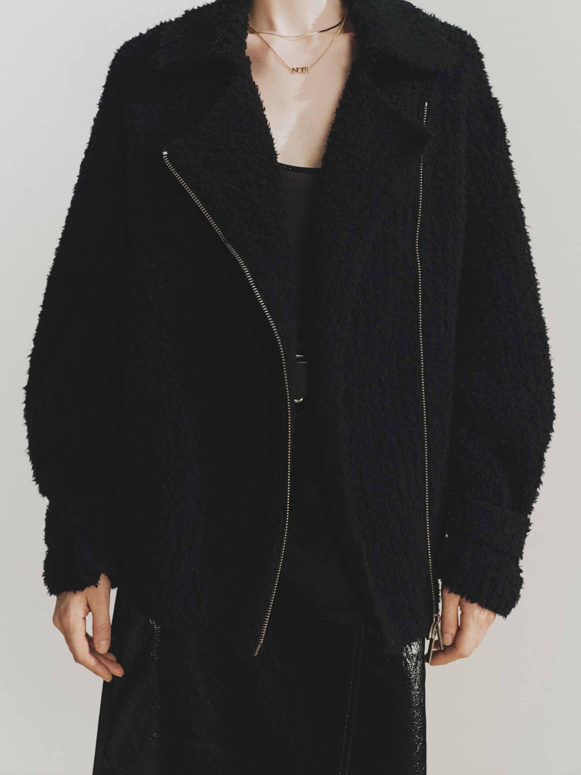 Diagonal Zip Fluffy Cardigan - Image 7