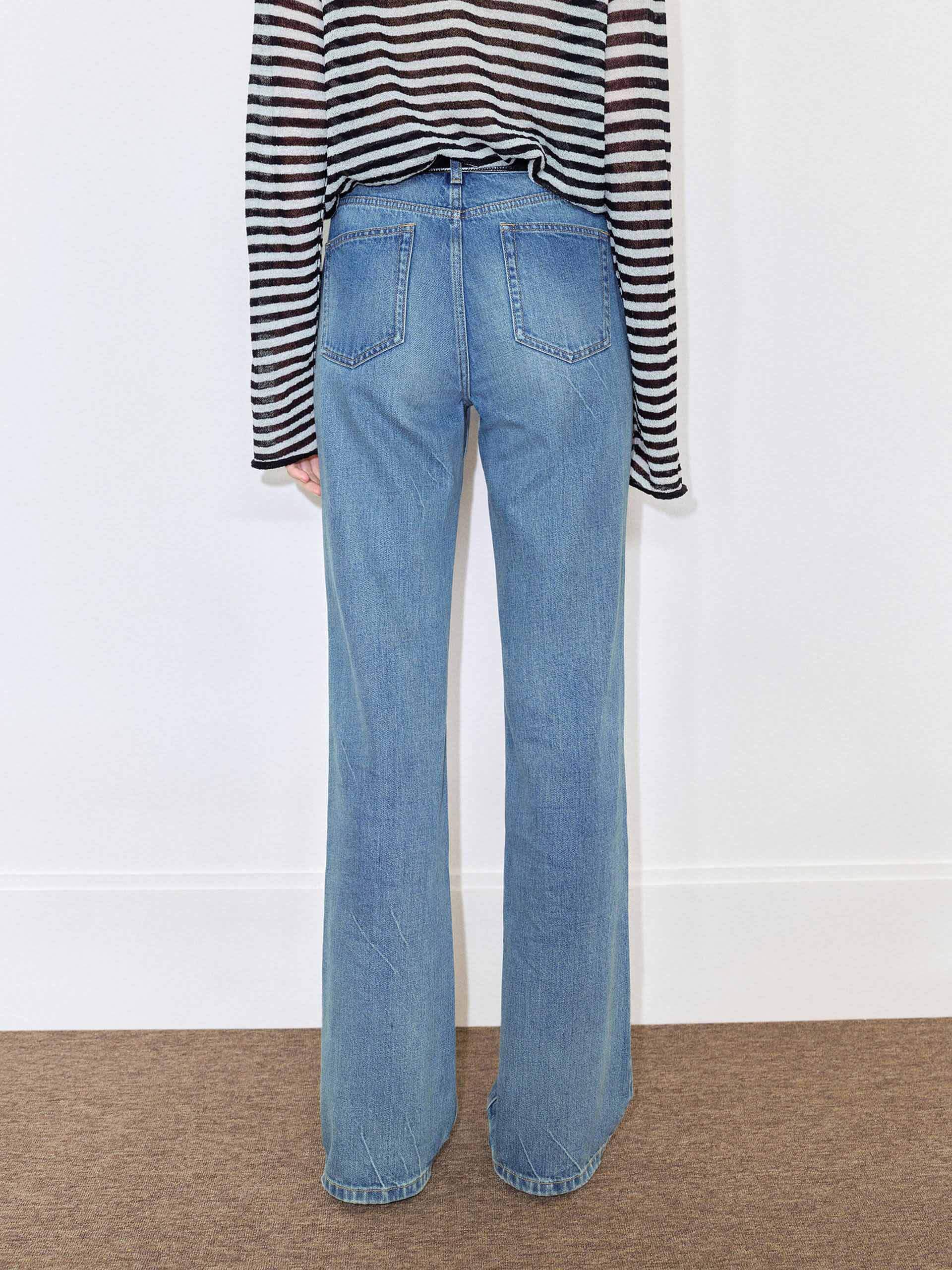 Distressed Cotton Flared Jeans - Image 6